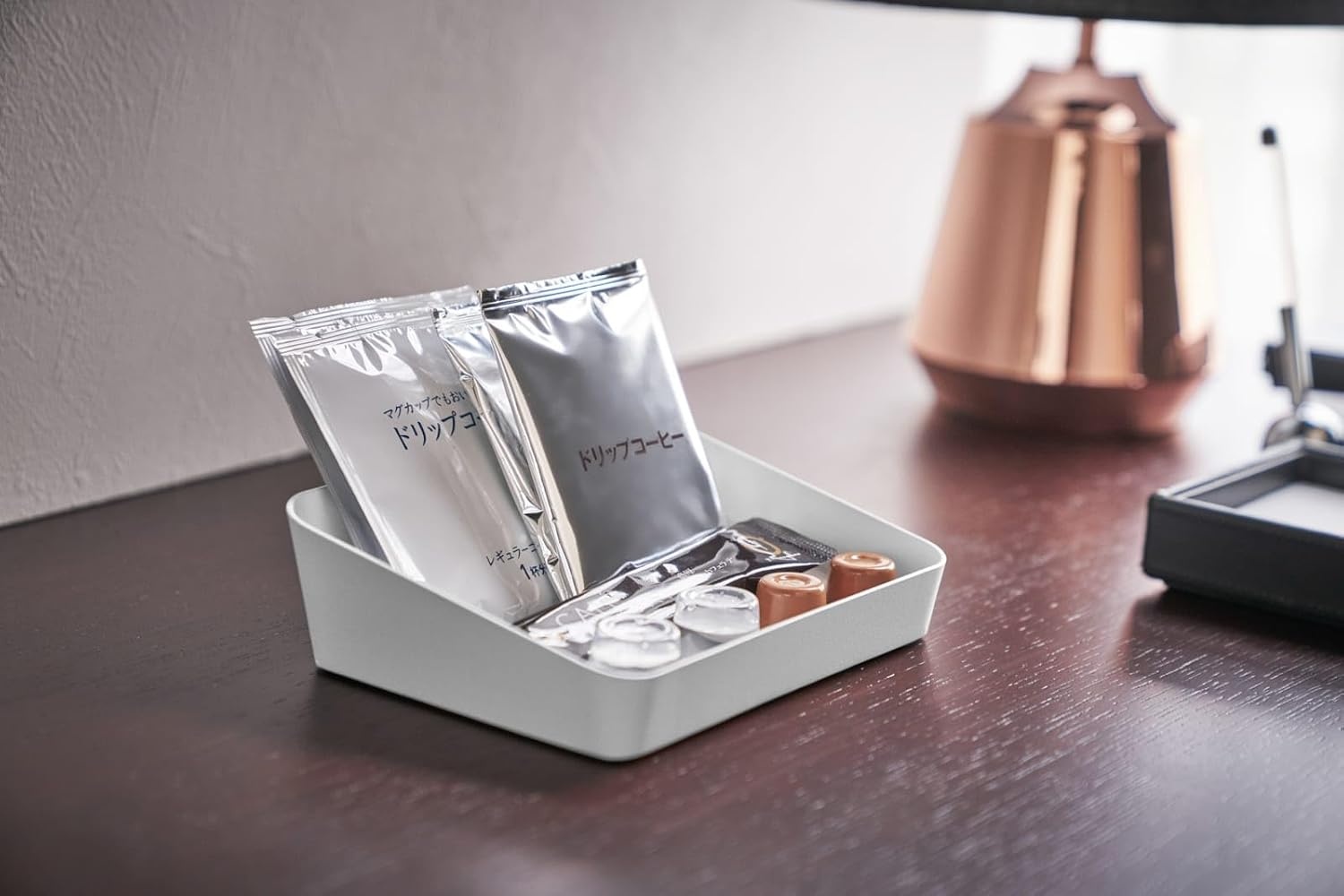 image:imageYAMAZAKI Home Tower Space Saving Vanity Tray 35 X 35 SteelWhite