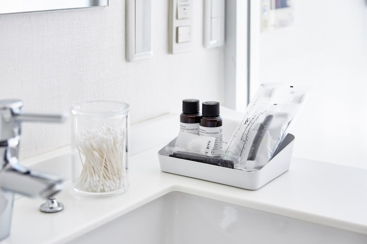 image:imageYAMAZAKI Home Tower Space Saving Vanity Tray 35 X 35 SteelWhite