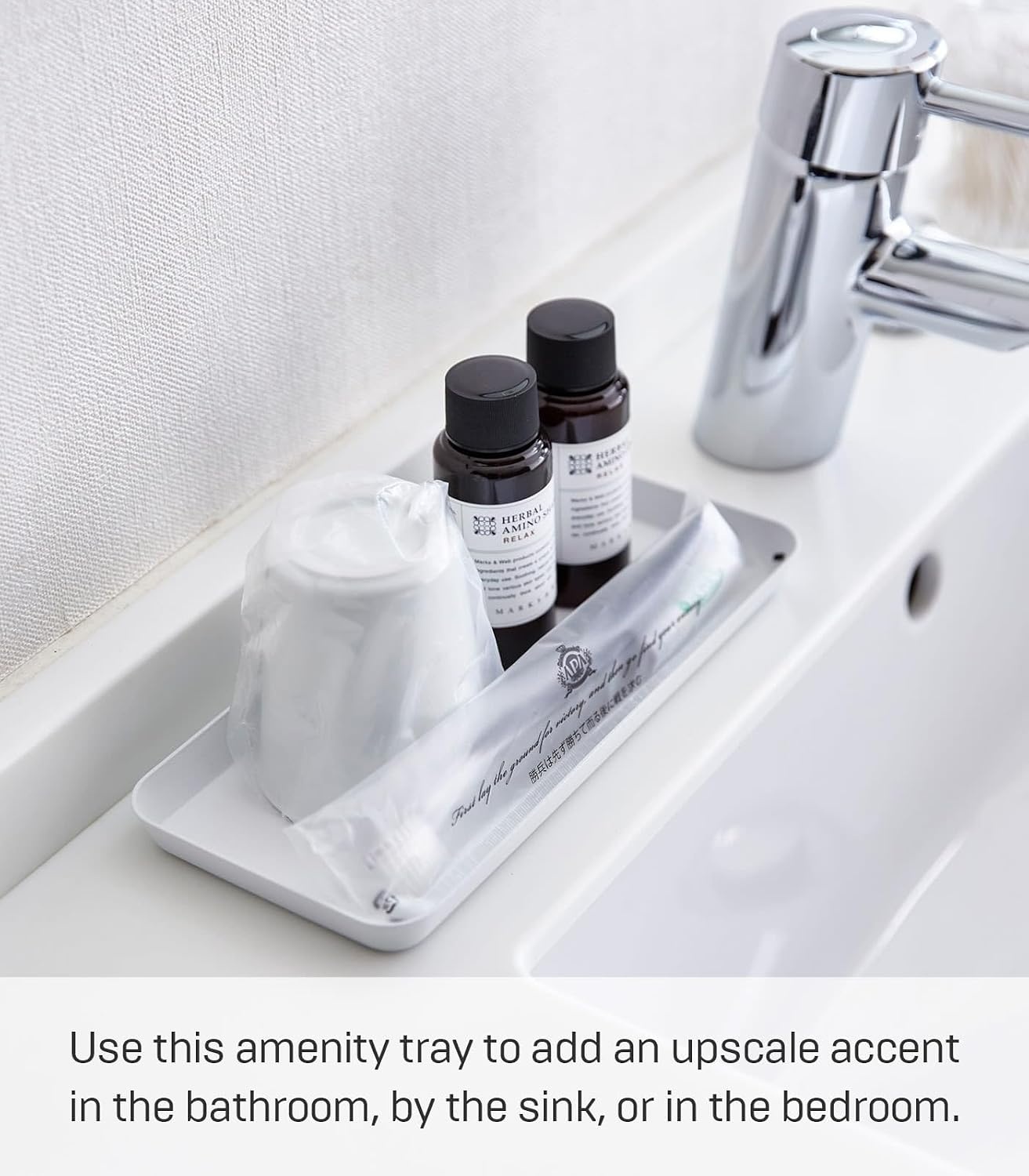 image:imageYAMAZAKI Home Tower Space Saving Vanity Tray 35 X 35 SteelWhite