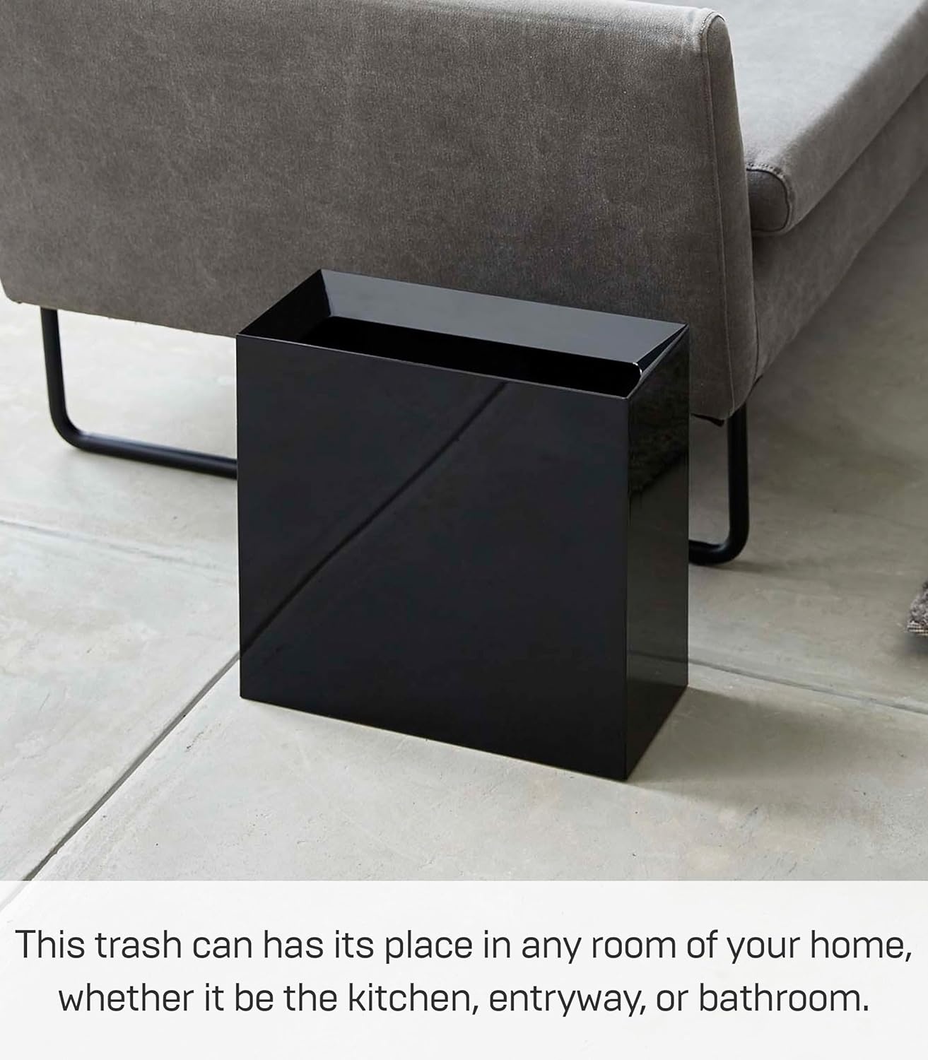 image:imageYAMAZAKI Home Tower Trash Can Modern Garbage Waste Basket with Handle for Kitchen Bedroom Bathroom Office Short Abs Plastic 24 Gallons 9 LitersBlack
