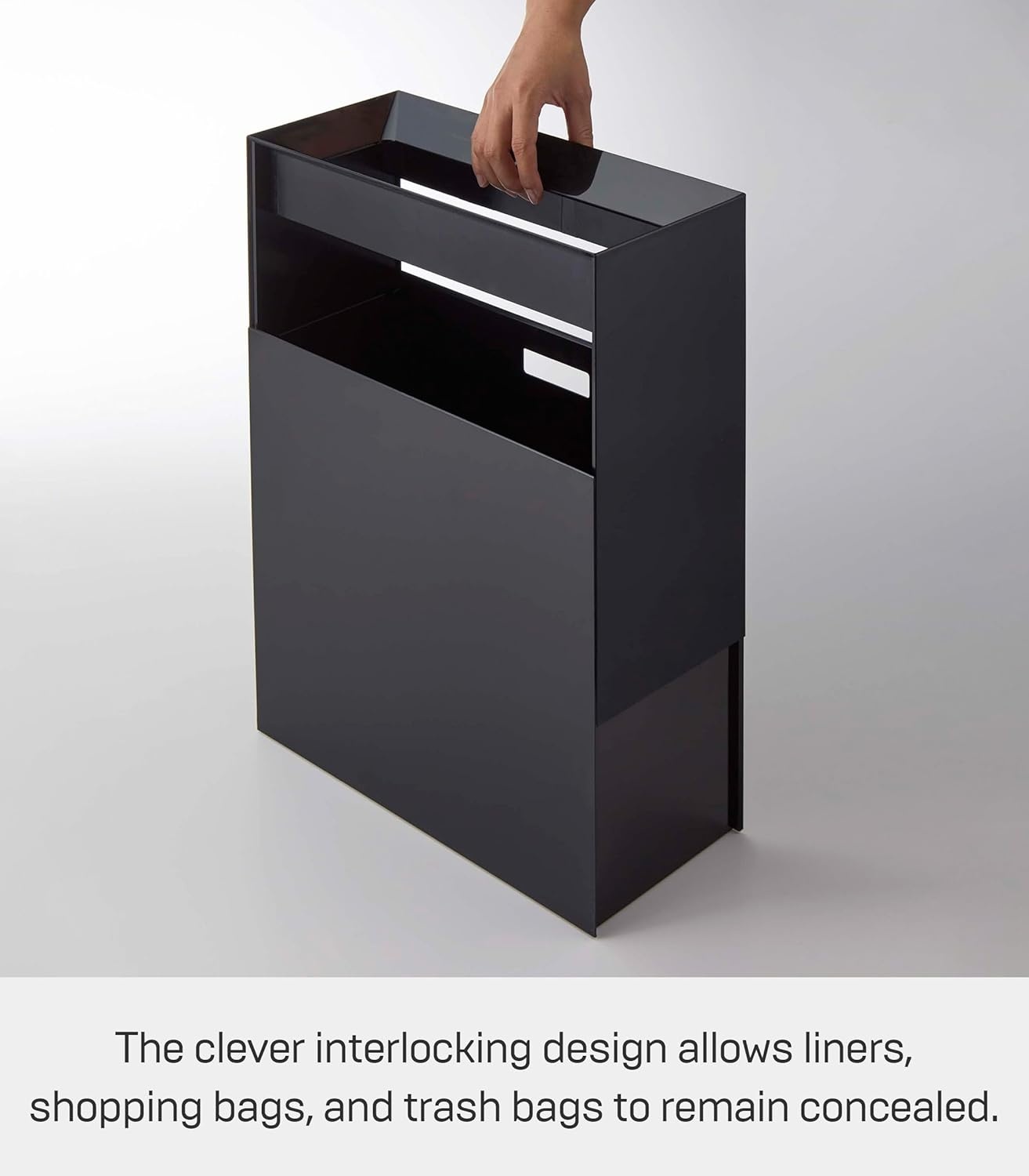 image:imageYAMAZAKI Home Tower Trash Can Modern Garbage Waste Basket with Handle for Kitchen Bedroom Bathroom Office Short Abs Plastic 24 Gallons 9 LitersBlack