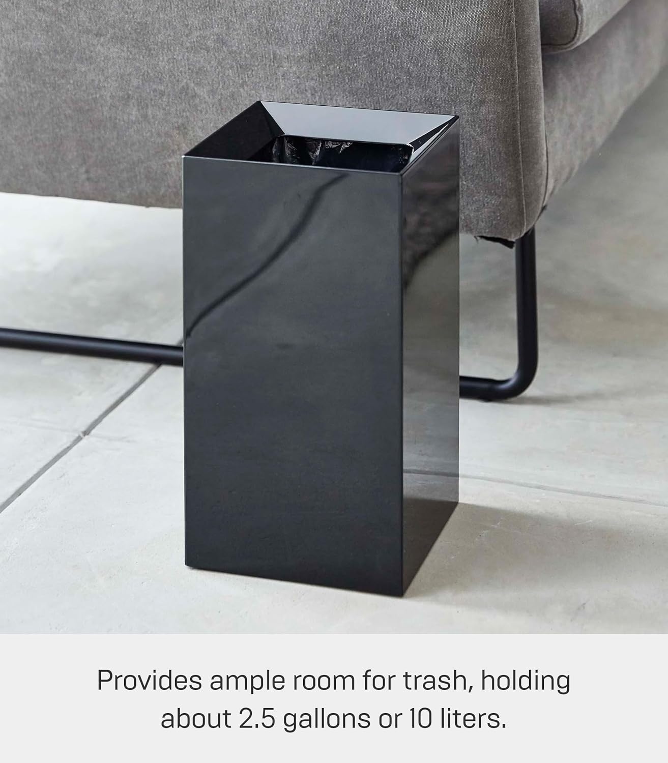 image:imageYAMAZAKI Home Tower Trash Can Modern Garbage Waste Basket with Handle for Kitchen Bedroom Bathroom Office Short Abs Plastic 24 Gallons 9 LitersBlack