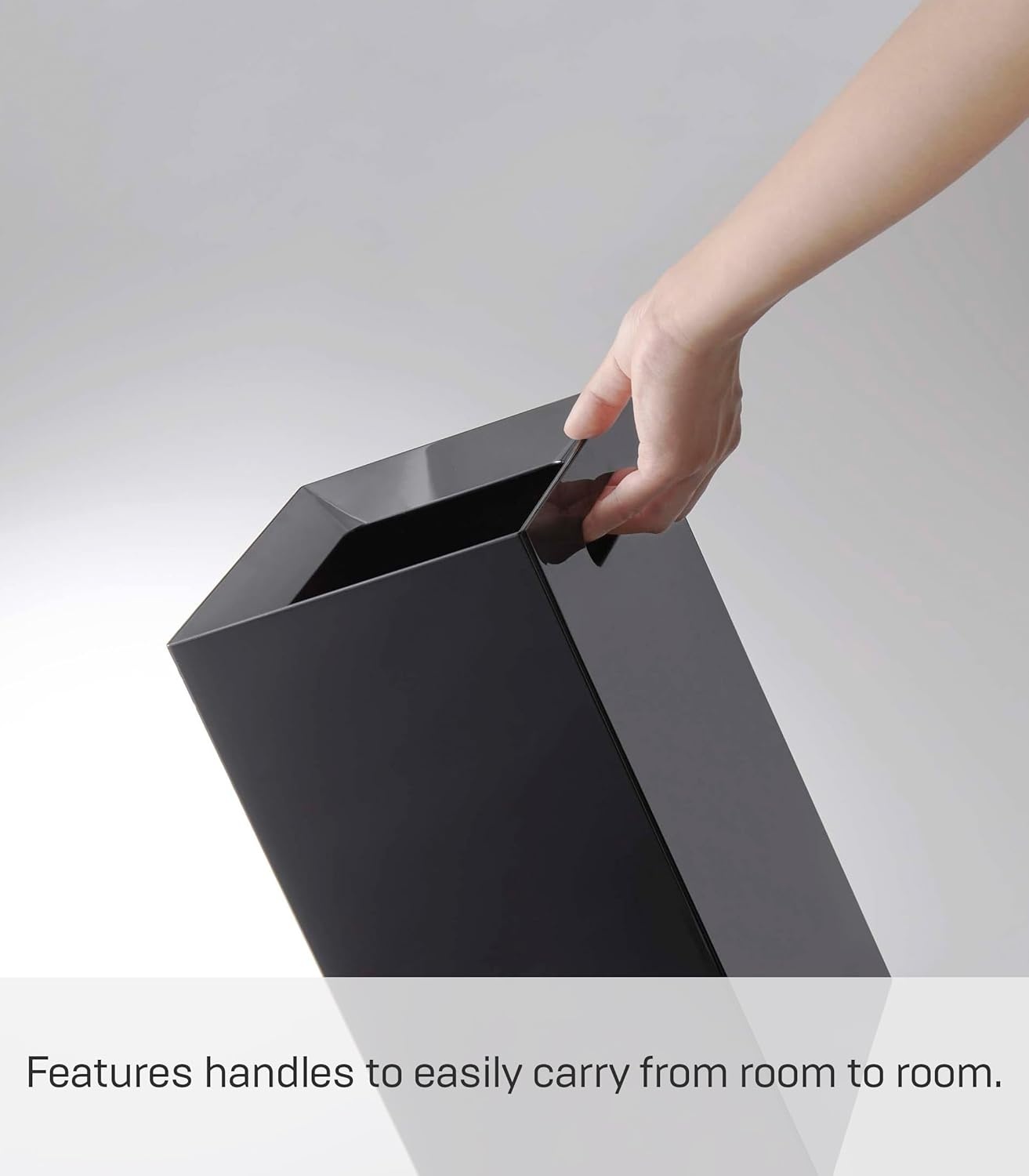 image:imageYAMAZAKI Home Tower Trash Can Modern Garbage Waste Basket with Handle for Kitchen Bedroom Bathroom Office Short Abs Plastic 24 Gallons 9 LitersBlack