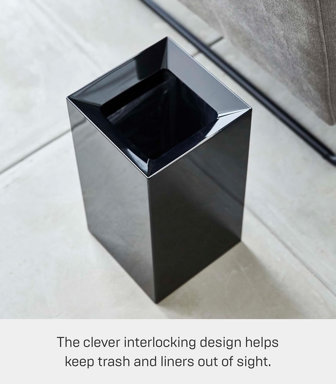 image:imageYAMAZAKI Home Tower Trash Can Modern Garbage Waste Basket with Handle for Kitchen Bedroom Bathroom Office Short Abs Plastic 24 Gallons 9 LitersBlack