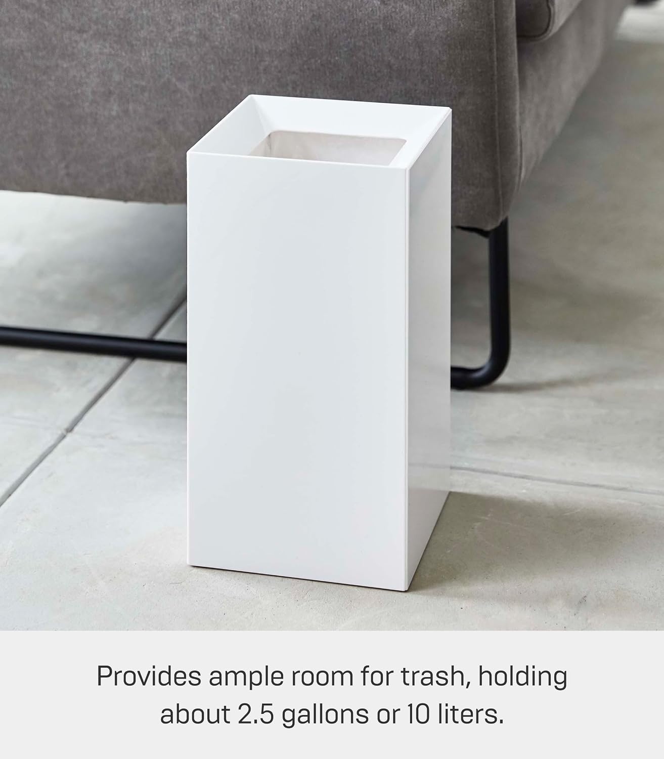image:imageYAMAZAKI Home Tower Trash Can Modern Garbage Waste Basket with Handle for Kitchen Bedroom Bathroom Office Short Abs Plastic 24 Gallons 9 LitersWhite