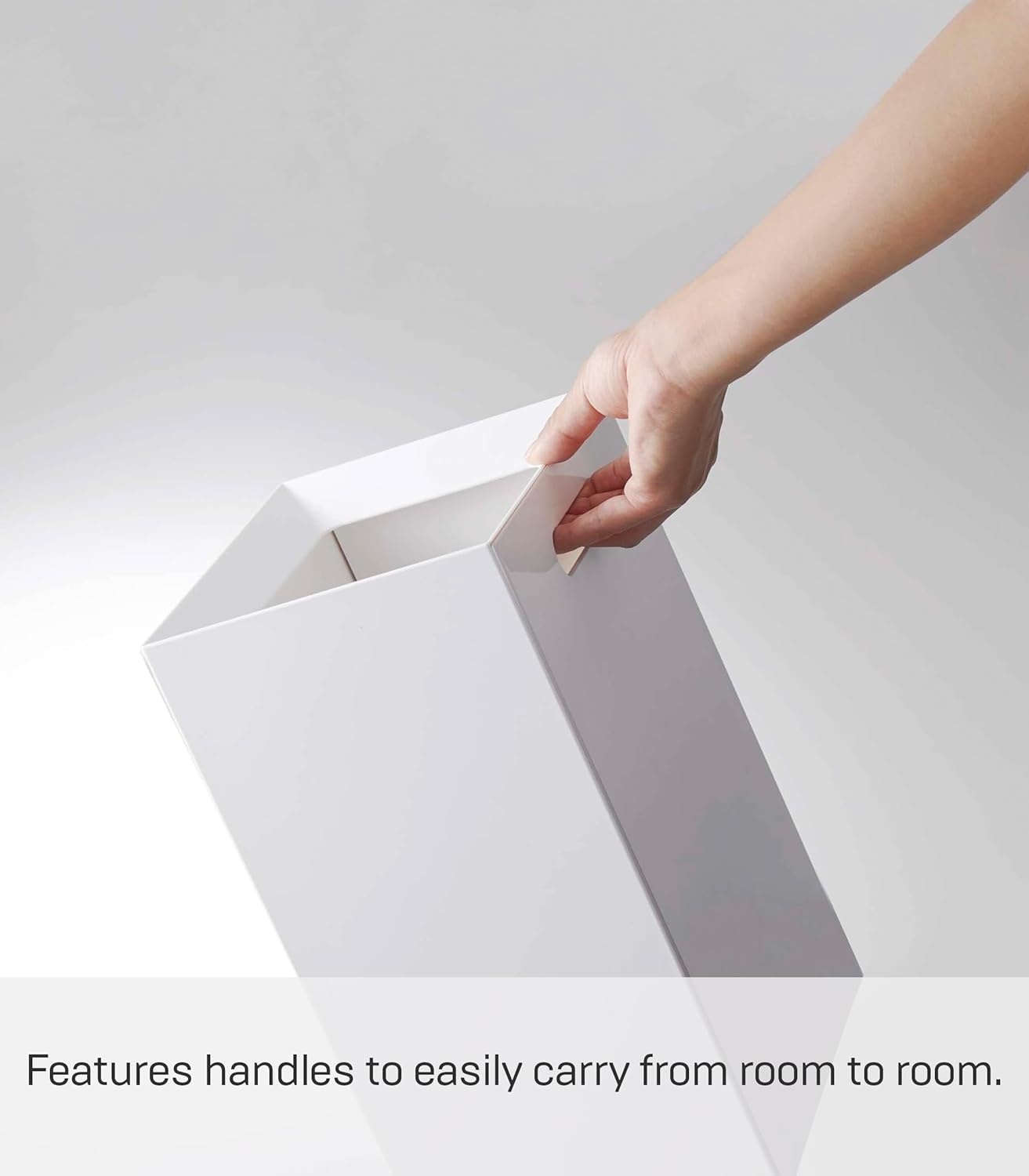 image:imageYAMAZAKI Home Tower Trash Can Modern Garbage Waste Basket with Handle for Kitchen Bedroom Bathroom Office Short Abs Plastic 24 Gallons 9 LitersWhite
