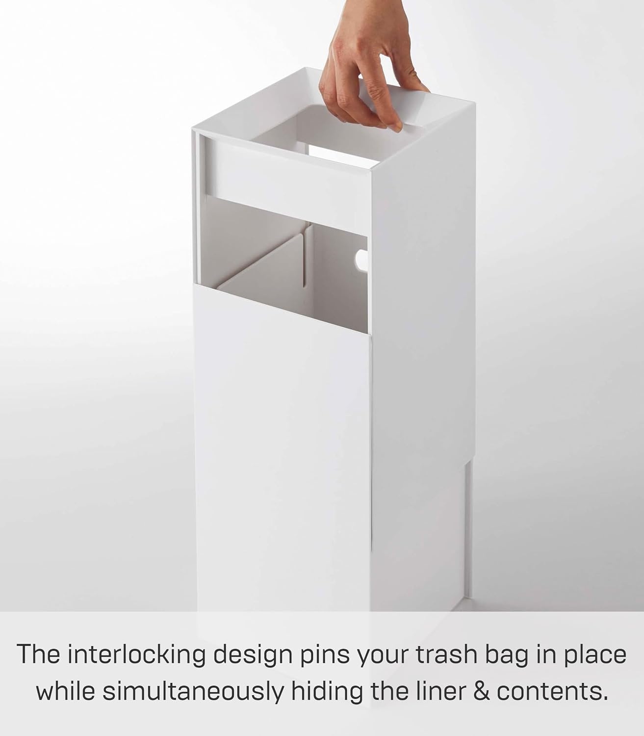 image:imageYAMAZAKI Home Tower Trash Can Modern Garbage Waste Basket with Handle for Kitchen Bedroom Bathroom Office Short Abs Plastic 24 Gallons 9 LitersWhite