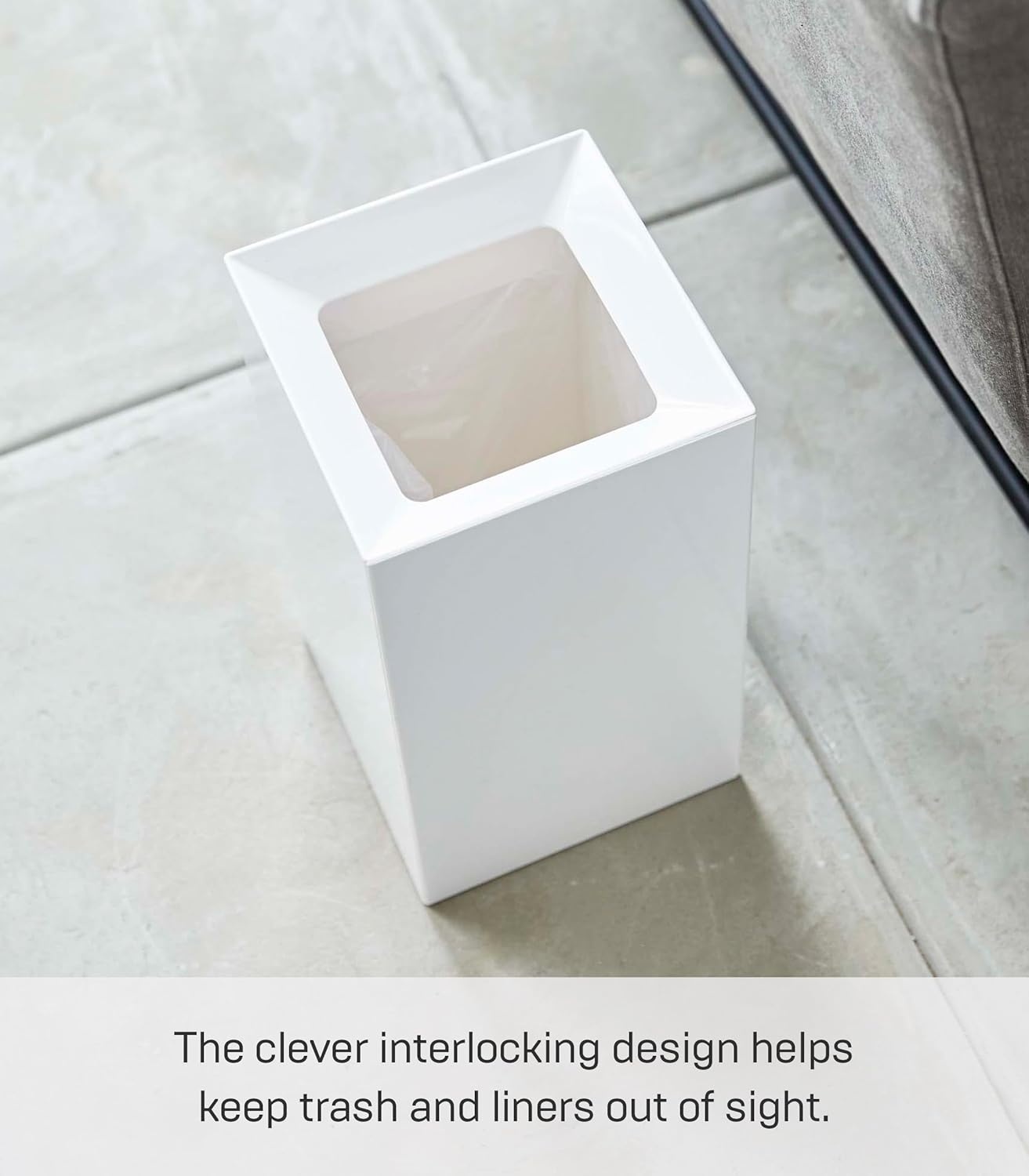 image:imageYAMAZAKI Home Tower Trash Can Modern Garbage Waste Basket with Handle for Kitchen Bedroom Bathroom Office Short Abs Plastic 24 Gallons 9 LitersWhite