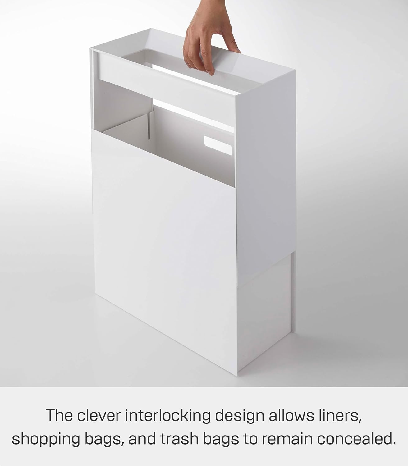 image:imageYAMAZAKI Home Tower Trash Can Modern Garbage Waste Basket with Handle for Kitchen Bedroom Bathroom Office Short Abs Plastic 24 Gallons 9 LitersWhite