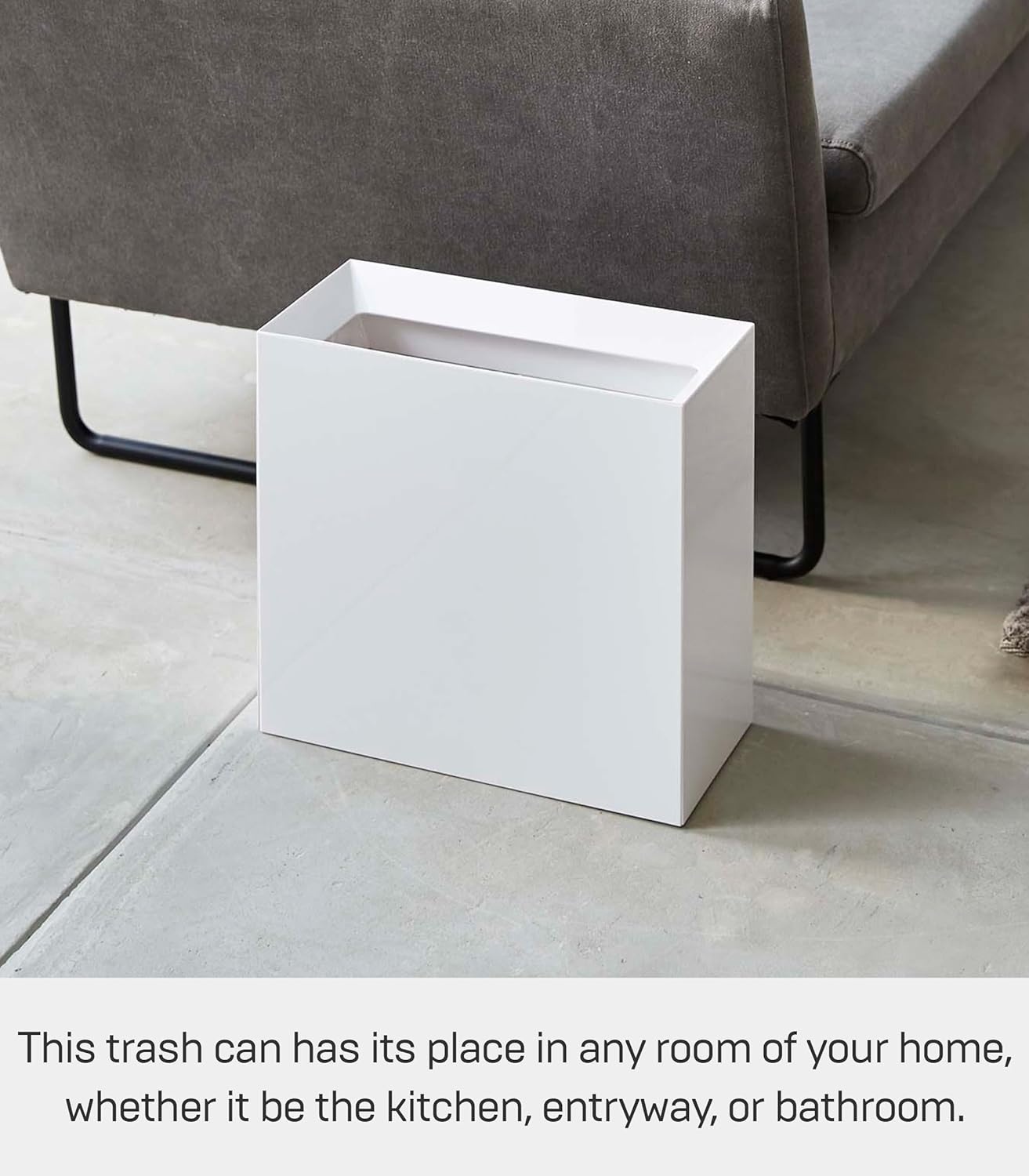 image:imageYAMAZAKI Home Tower Trash Can Modern Garbage Waste Basket with Handle for Kitchen Bedroom Bathroom Office Short Abs Plastic 24 Gallons 9 LitersWhite