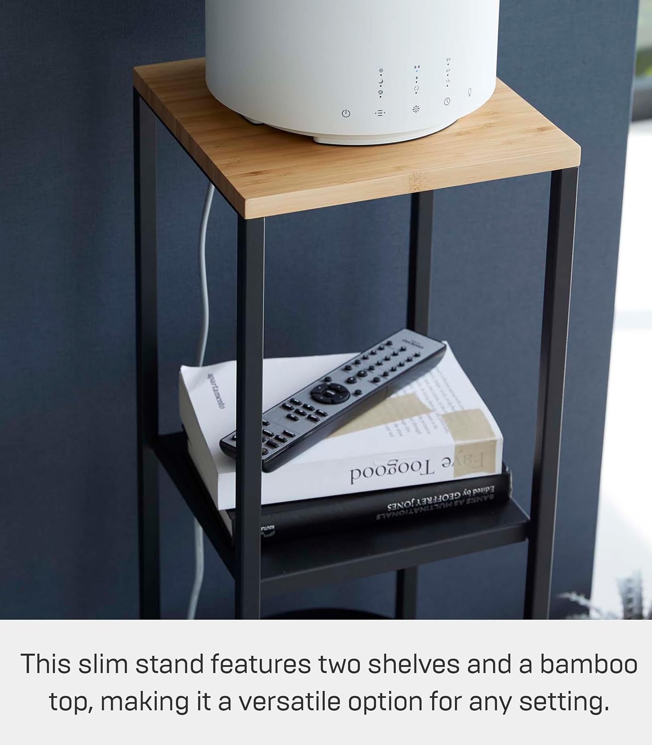 image:imageYAMAZAKI Home Tower TwoTier Display amp Corner Storage Shelf Entryway Or Bedside Console Table for Humidifiers Or Plants 315 Steel WoodBlack