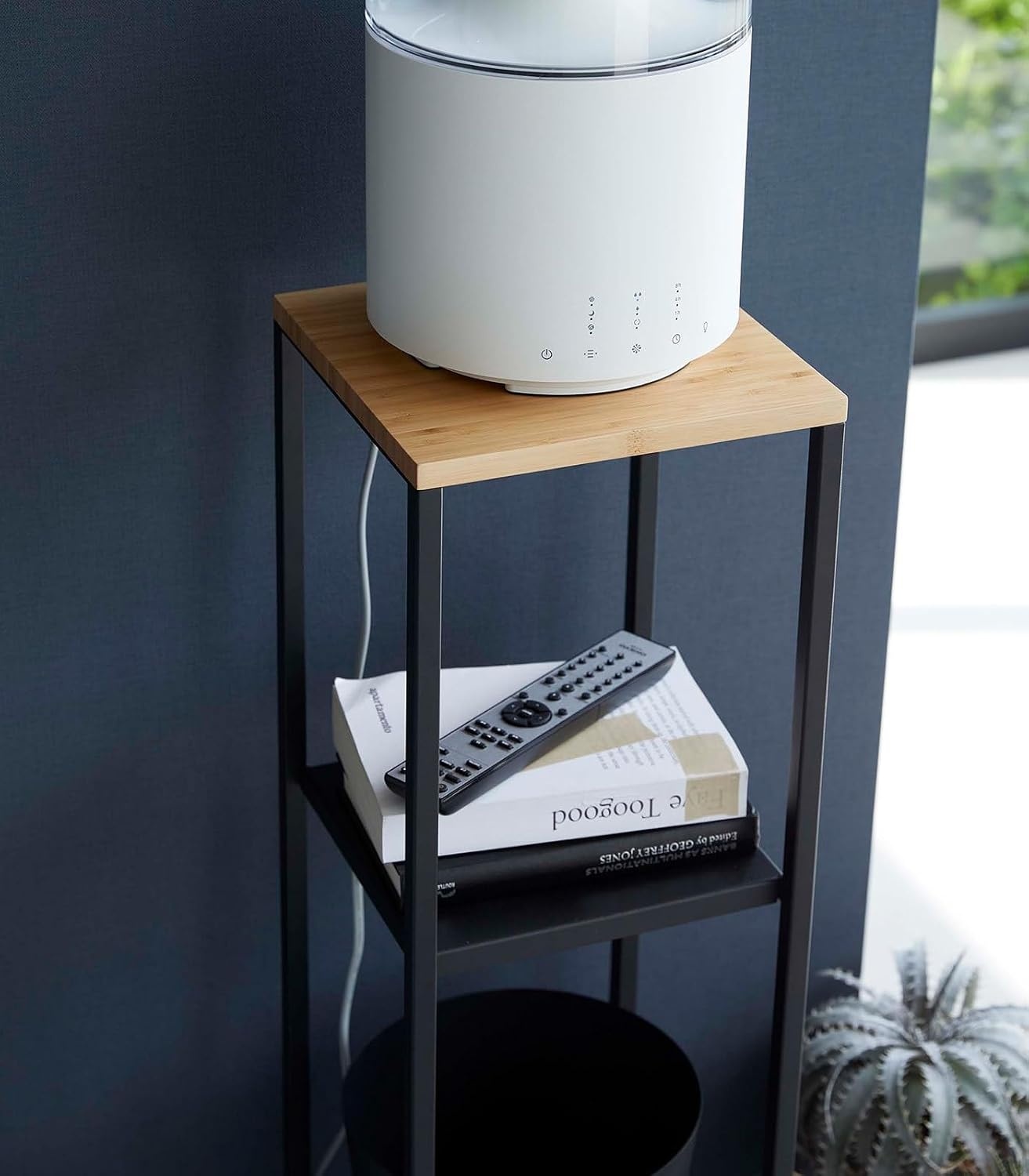 image:imageYAMAZAKI Home Tower TwoTier Display amp Corner Storage Shelf Entryway Or Bedside Console Table for Humidifiers Or Plants 315 Steel WoodBlack