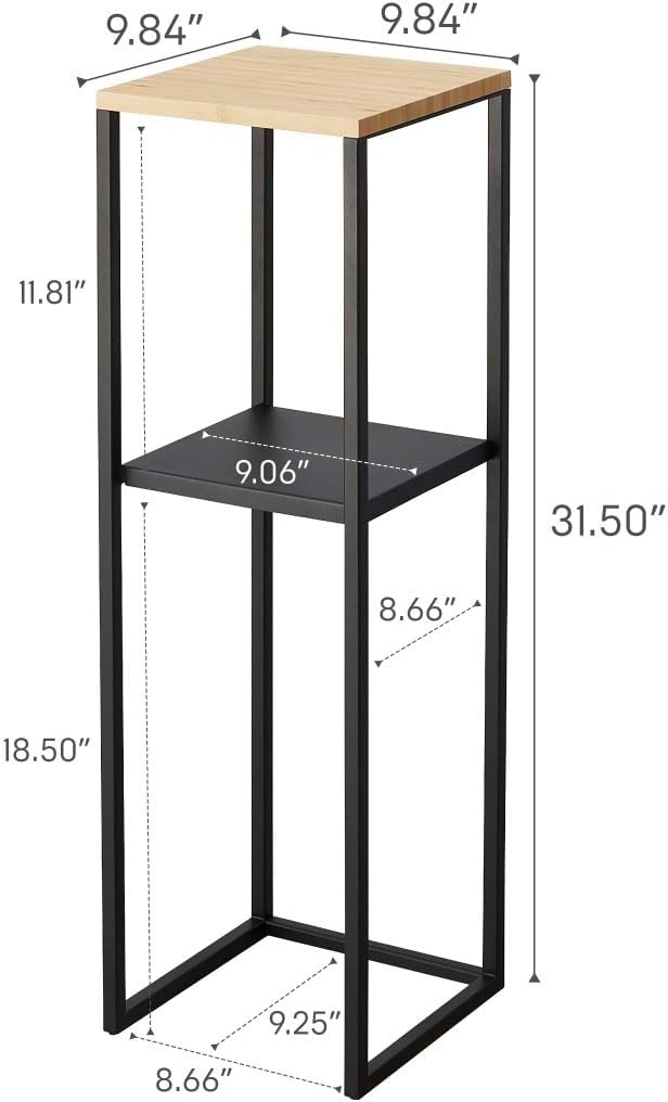 image:imageYAMAZAKI Home Tower TwoTier Display amp Corner Storage Shelf Entryway Or Bedside Console Table for Humidifiers Or Plants 315 Steel WoodBlack