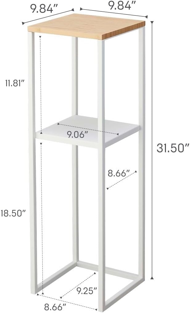 image:imageYAMAZAKI Home Tower TwoTier Display amp Corner Storage Shelf Entryway Or Bedside Console Table for Humidifiers Or Plants 315 Steel WoodWhite