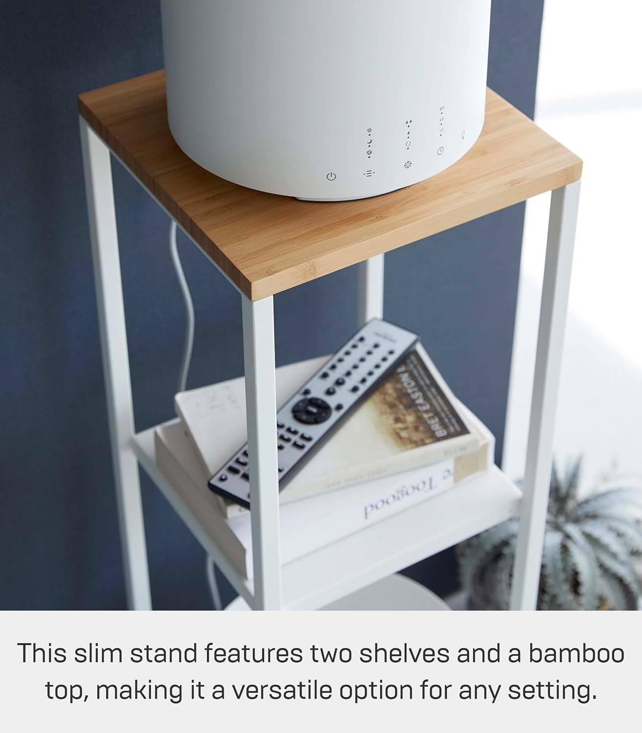 image:imageYAMAZAKI Home Tower TwoTier Display amp Corner Storage Shelf Entryway Or Bedside Console Table for Humidifiers Or Plants 315 Steel WoodWhite