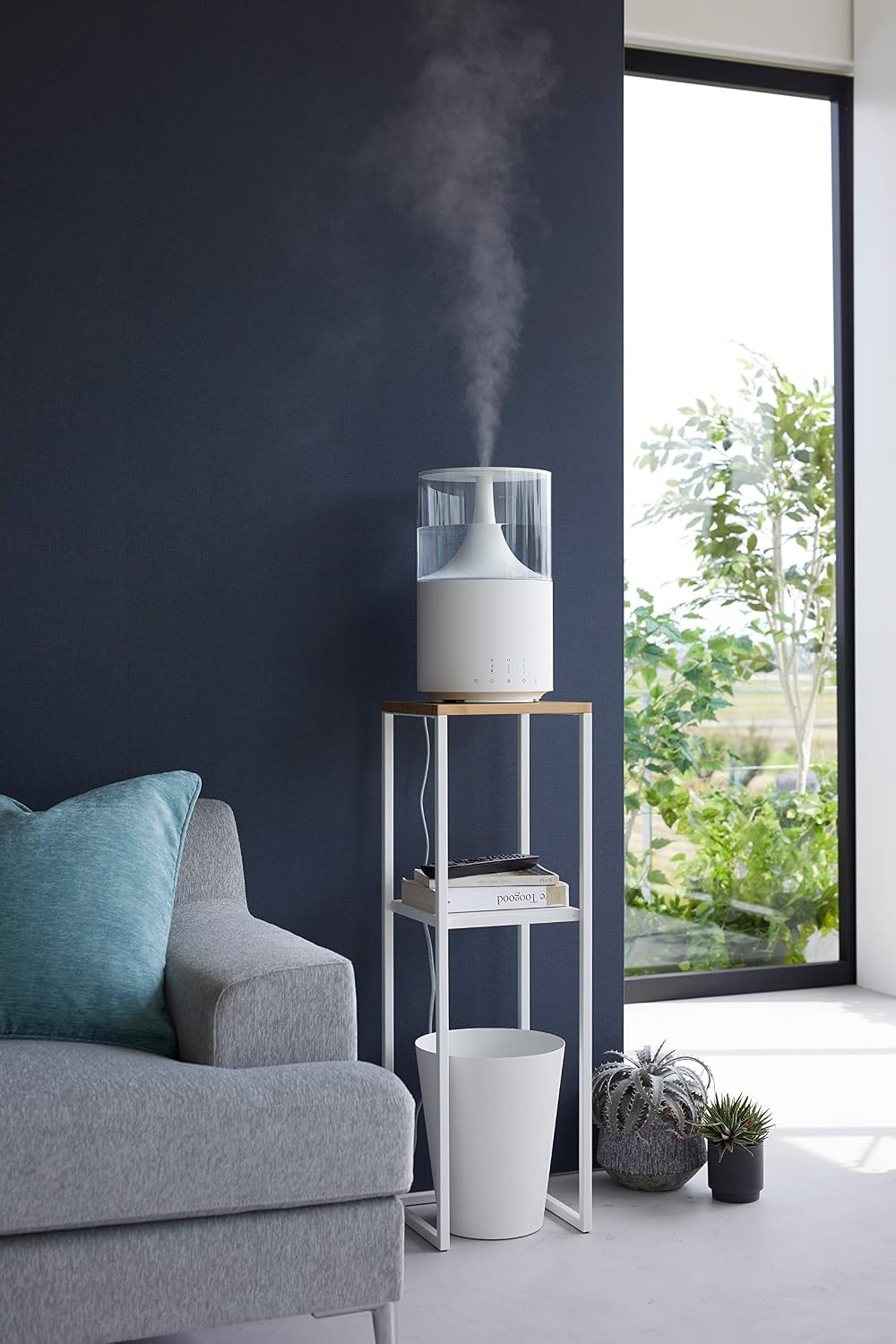 image:imageYAMAZAKI Home Tower TwoTier Display amp Corner Storage Shelf Entryway Or Bedside Console Table for Humidifiers Or Plants 315 Steel WoodWhite