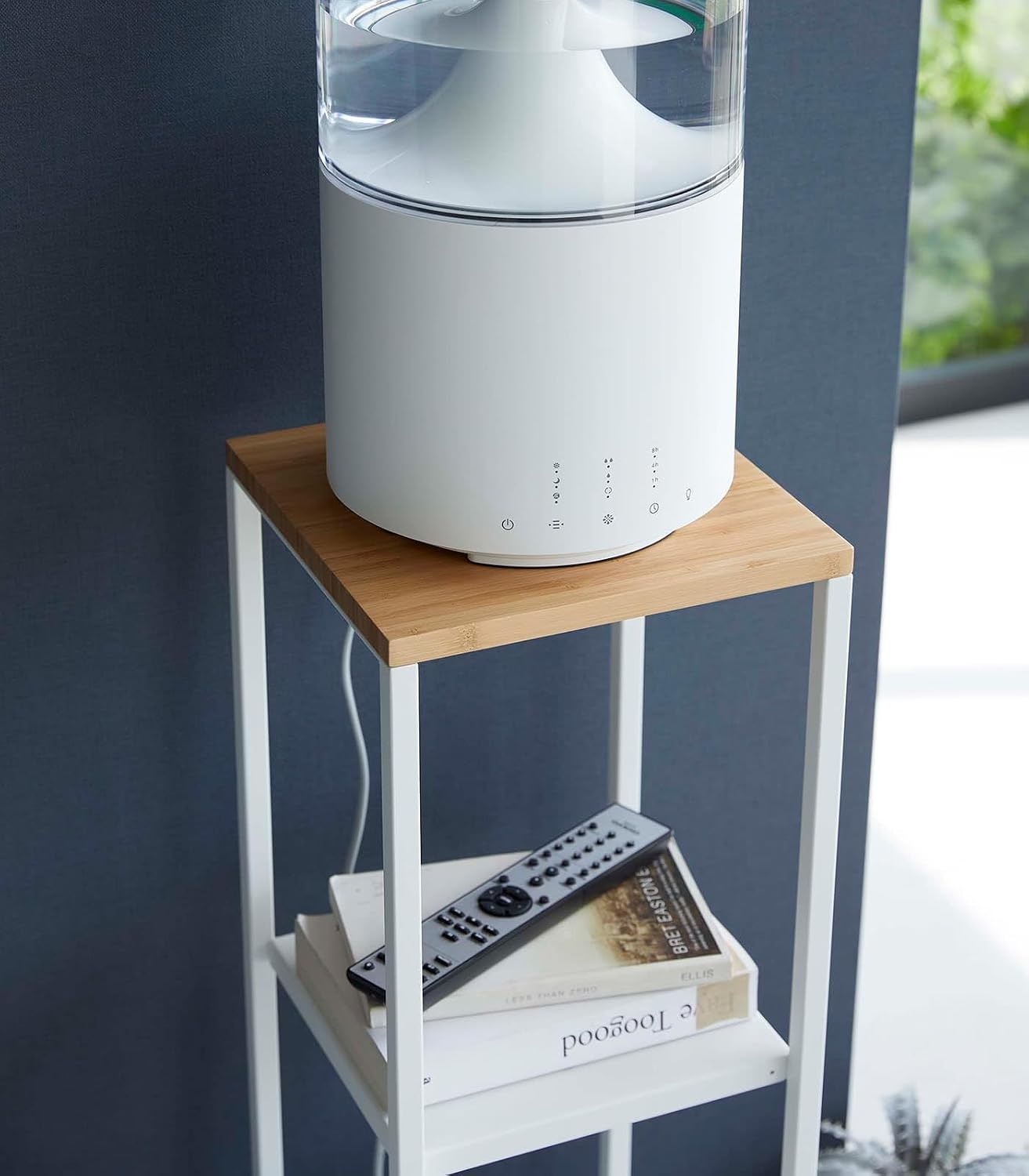 image:imageYAMAZAKI Home Tower TwoTier Display amp Corner Storage Shelf Entryway Or Bedside Console Table for Humidifiers Or Plants 315 Steel WoodWhite