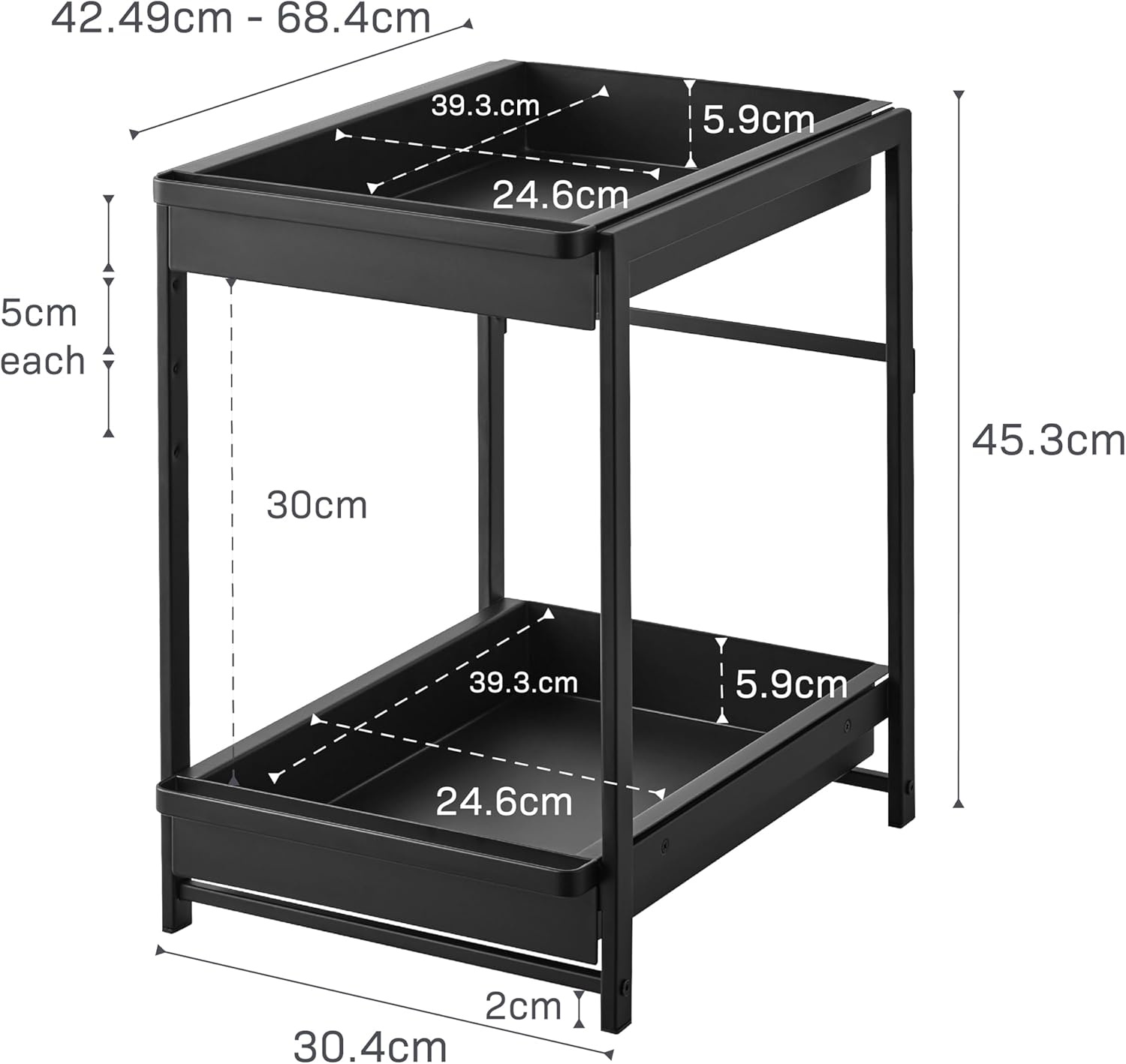 image:imageYAMAZAKI Home Tower UnderSink Rack with PullOut Shelf Versatile Kitchen Cabinet Storage Drawers 2 Tiers Sturdy Organization System SteelBlack