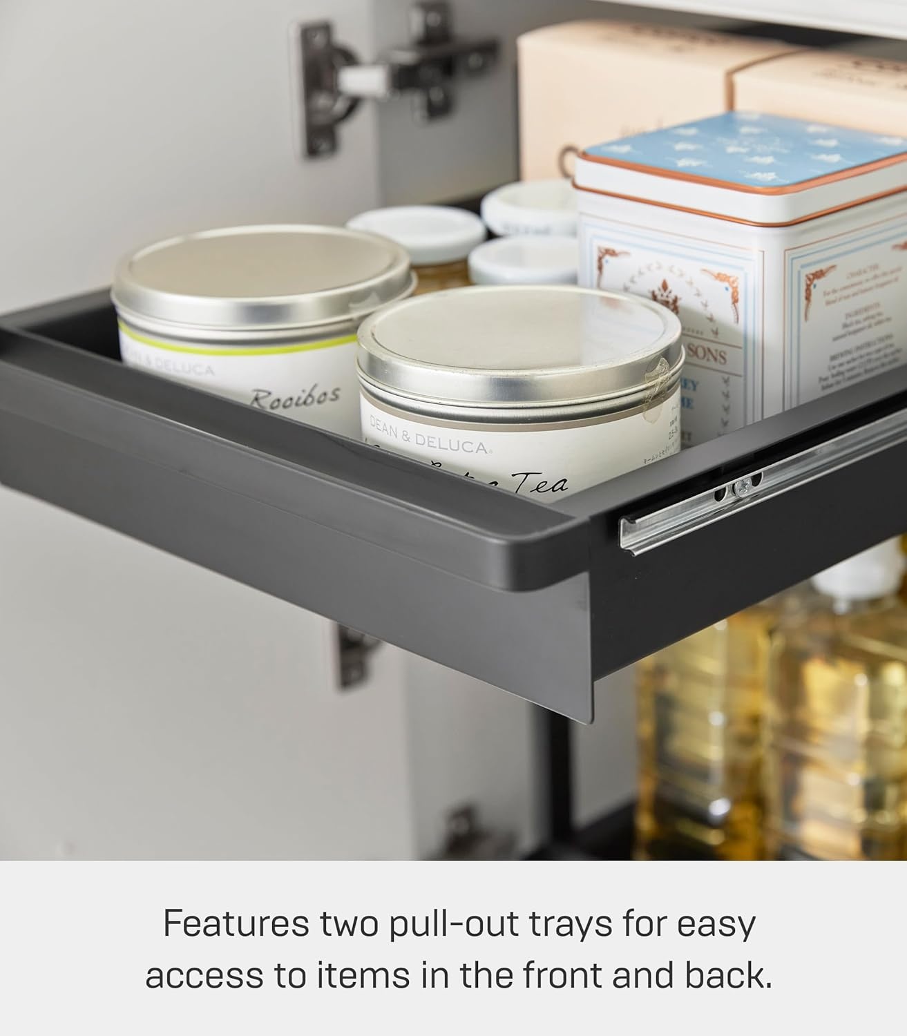 image:imageYAMAZAKI Home Tower UnderSink Rack with PullOut Shelf Versatile Kitchen Cabinet Storage Drawers 2 Tiers Sturdy Organization System SteelBlack