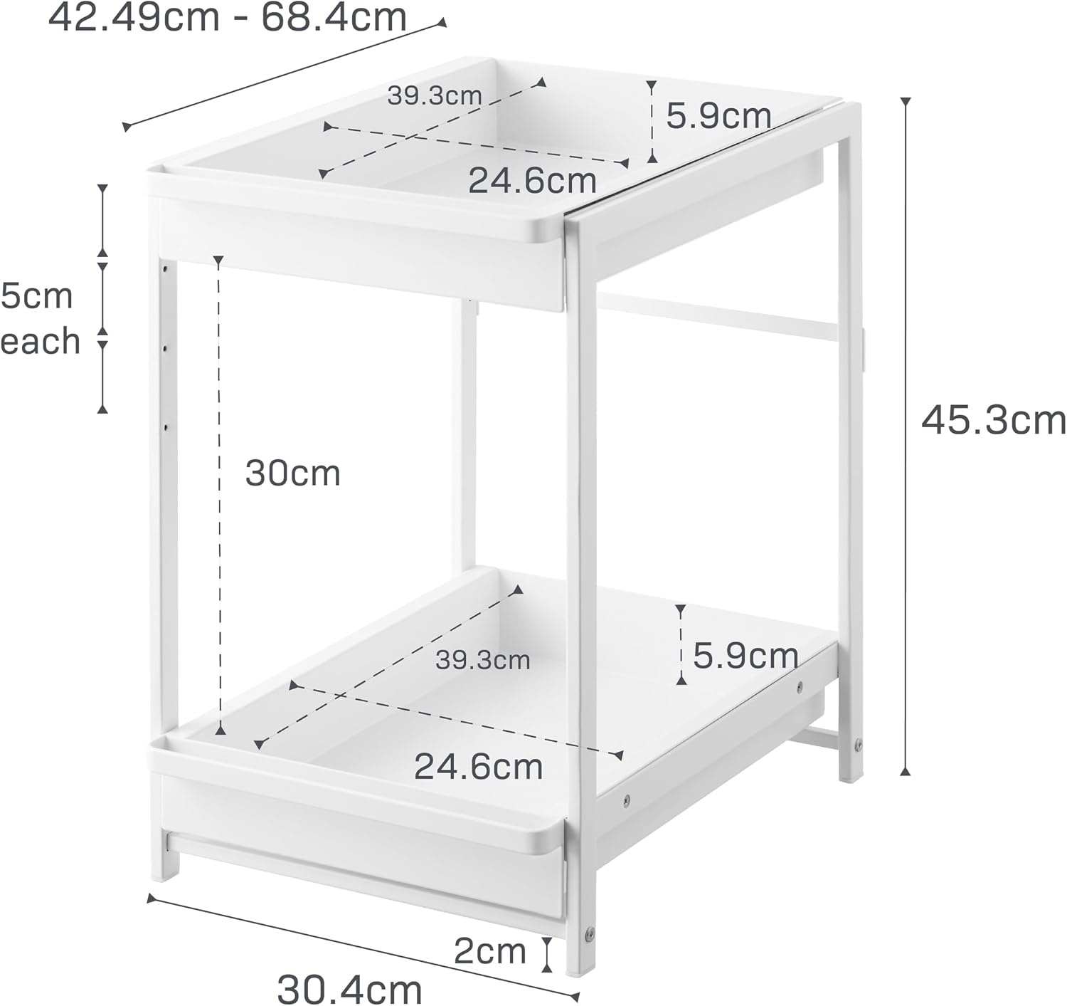 image:imageYAMAZAKI Home Tower UnderSink Rack with PullOut Shelf Versatile Kitchen Cabinet Storage Drawers 2 Tiers Sturdy Organization System SteelWhite