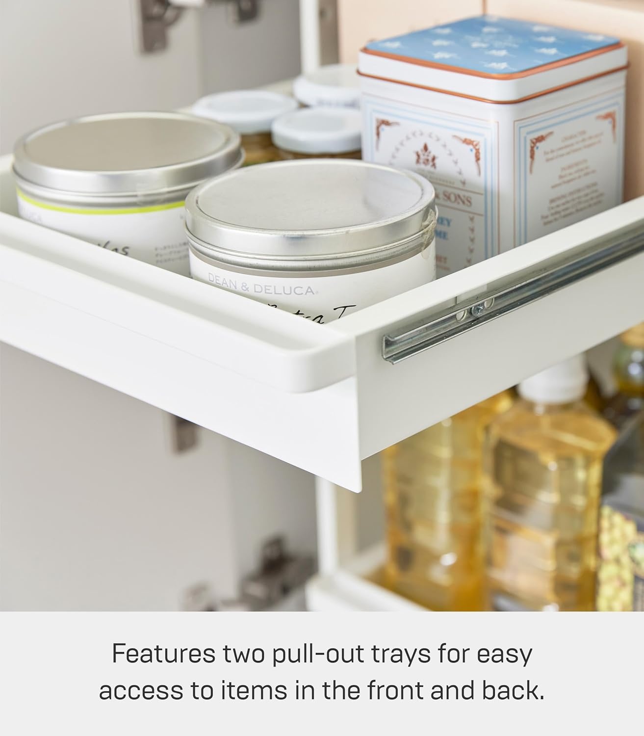 image:imageYAMAZAKI Home Tower UnderSink Rack with PullOut Shelf Versatile Kitchen Cabinet Storage Drawers 2 Tiers Sturdy Organization System SteelWhite
