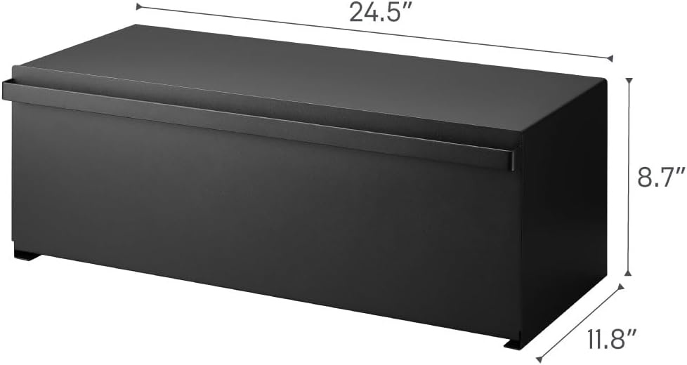 image:imageYAMAZAKI Home Tower Wide Bread Box Keeper Holder Container Metal Bread Holder Saver Large Counter Storage SteelBlack