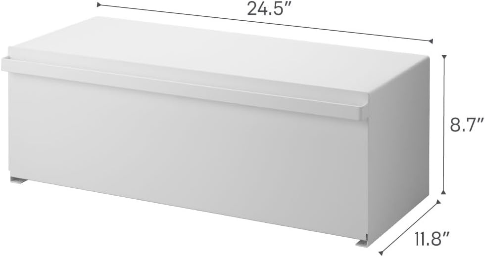 image:imageYAMAZAKI Home Tower Wide Bread Box Keeper Holder Container Metal Bread Holder Saver Large Counter Storage SteelWhite