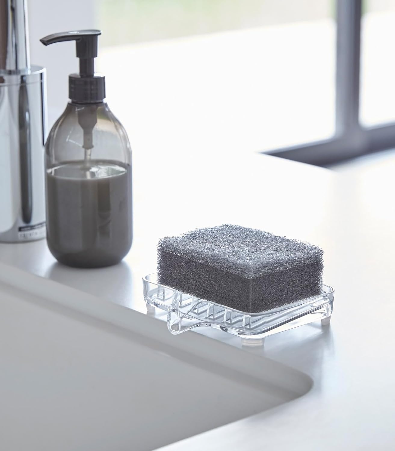 image:imageYAMAZAKI Home Veil SelfDraining Soap Tray Sink Counter Holder Dish AcrylicClear