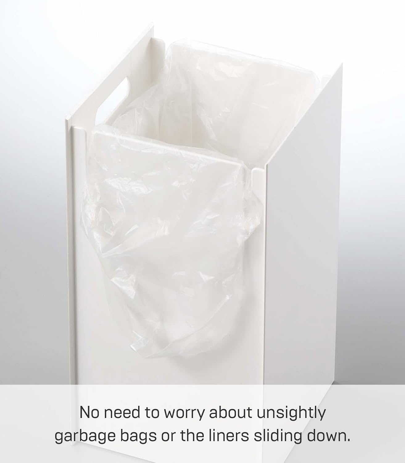 image:imageYAMAZAKI Home Veil Trash Can Modern Open Top Garbage Waste Bin Basket with Handle Abs Plastic 25 Gallons 10 Literssquare white