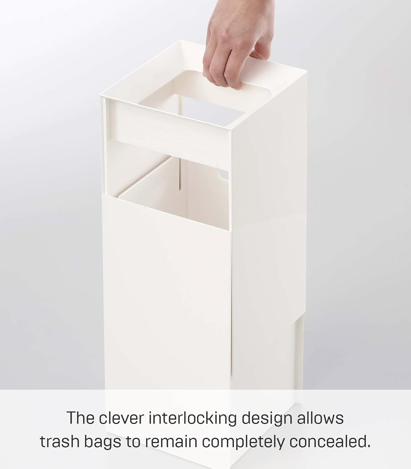 image:imageYAMAZAKI Home Veil Trash Can Modern Open Top Garbage Waste Bin Basket with Handle Abs Plastic 25 Gallons 10 Literssquare white
