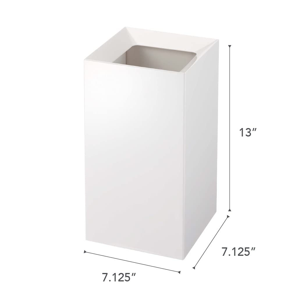 image:imageYAMAZAKI Home Veil Trash Can Modern Open Top Garbage Waste Bin Basket with Handle Abs Plastic 25 Gallons 10 Literssquare white