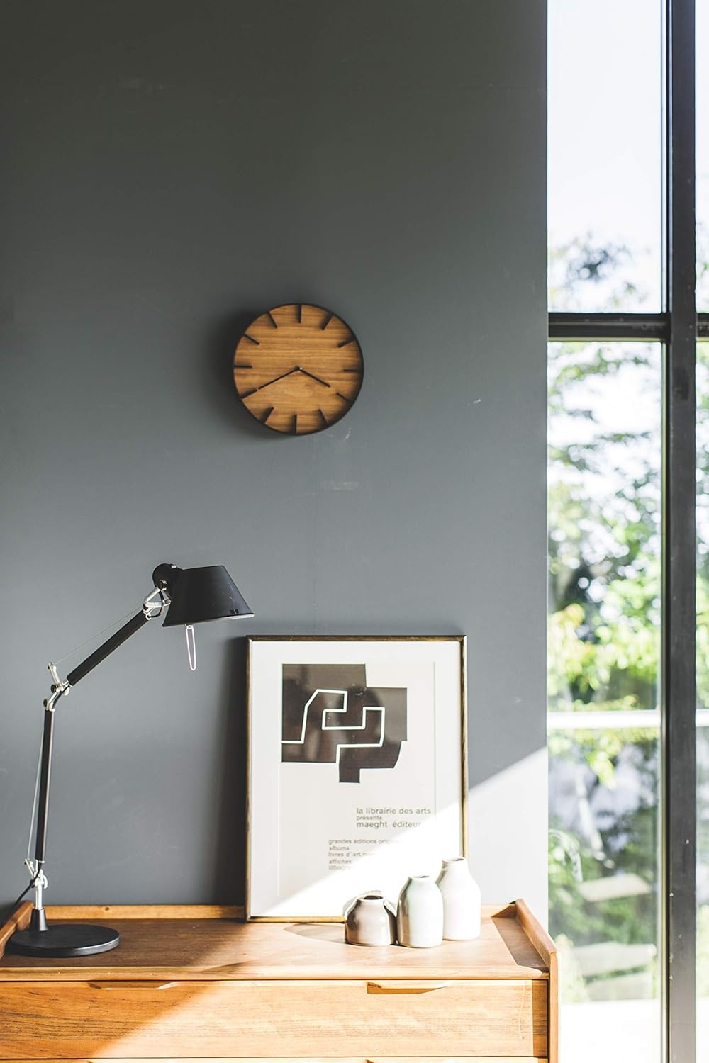 image:imageYAMAZAKI Home Wall Clock Modern Wood Home Decoration Steel Wood One Size AshWalnut