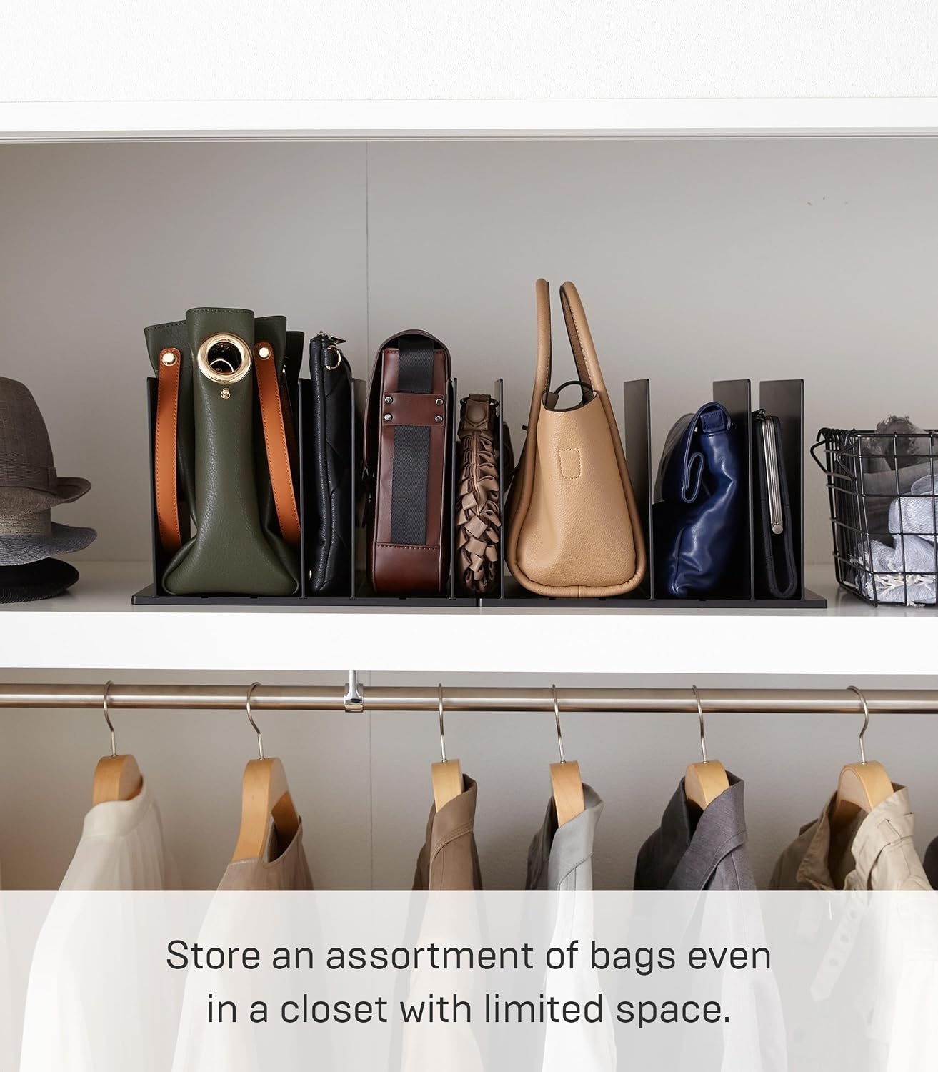 image:imageYAMAZAKI home 4956 Purse OrganizerBag Divider for Closet Shelf One Size WhiteBlack
