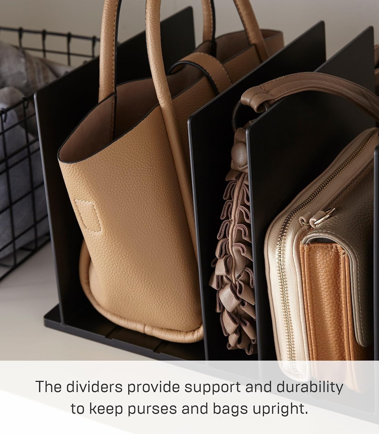 image:imageYAMAZAKI home 4956 Purse OrganizerBag Divider for Closet Shelf One Size WhiteBlack