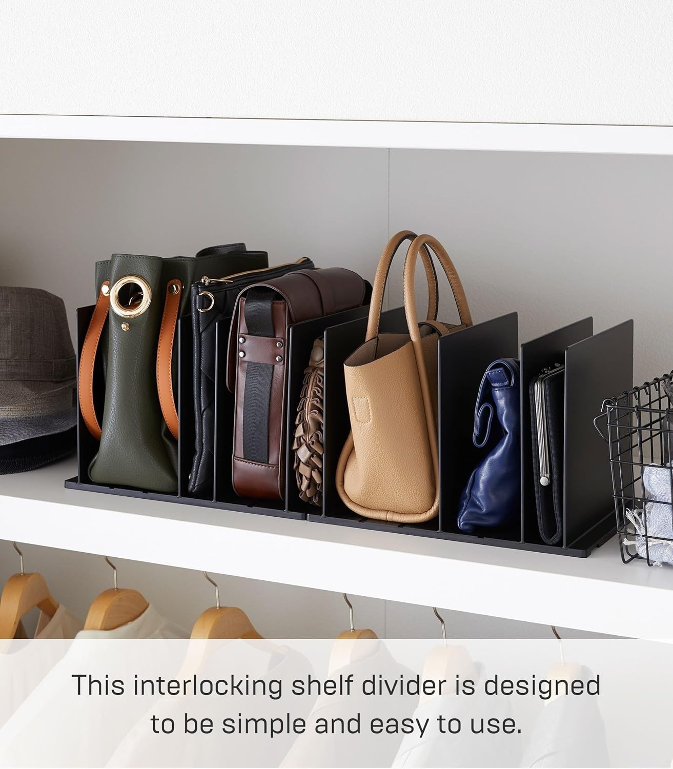 image:imageYAMAZAKI home 4956 Purse OrganizerBag Divider for Closet Shelf One Size WhiteBlack