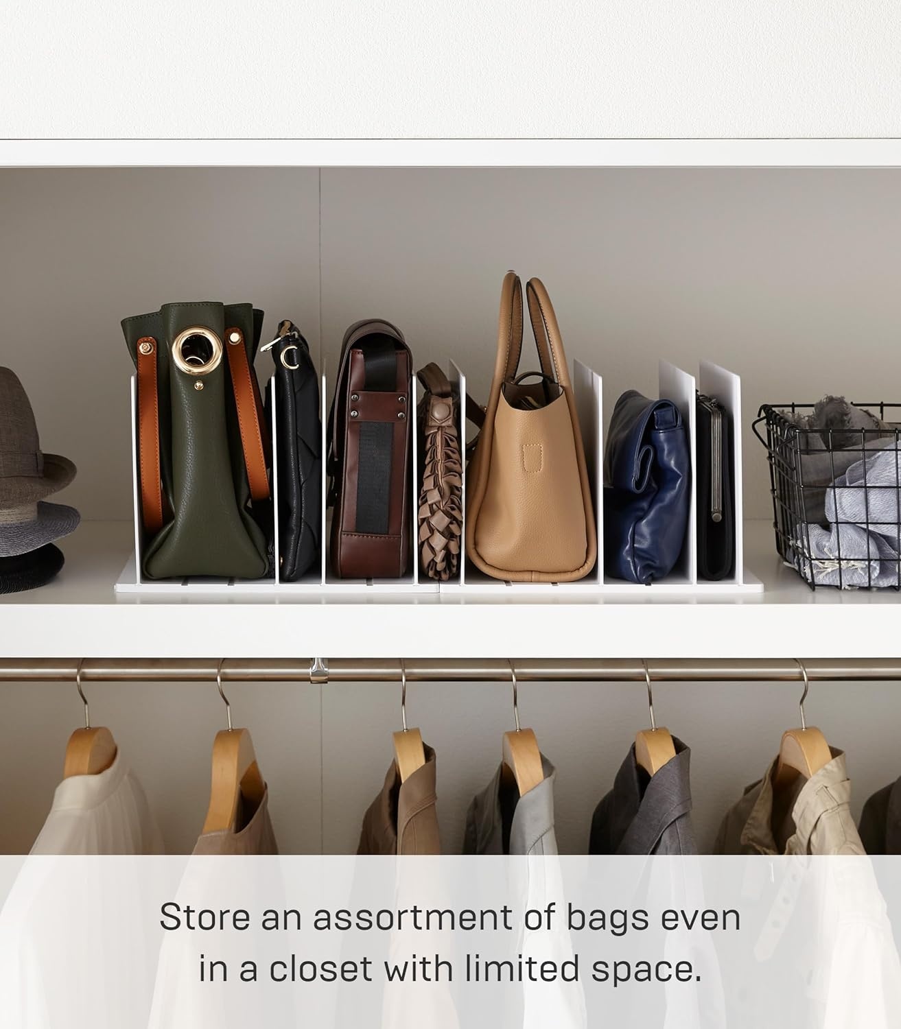 image:imageYAMAZAKI home 4956 Purse OrganizerBag Divider for Closet Shelf One Size WhiteWhite