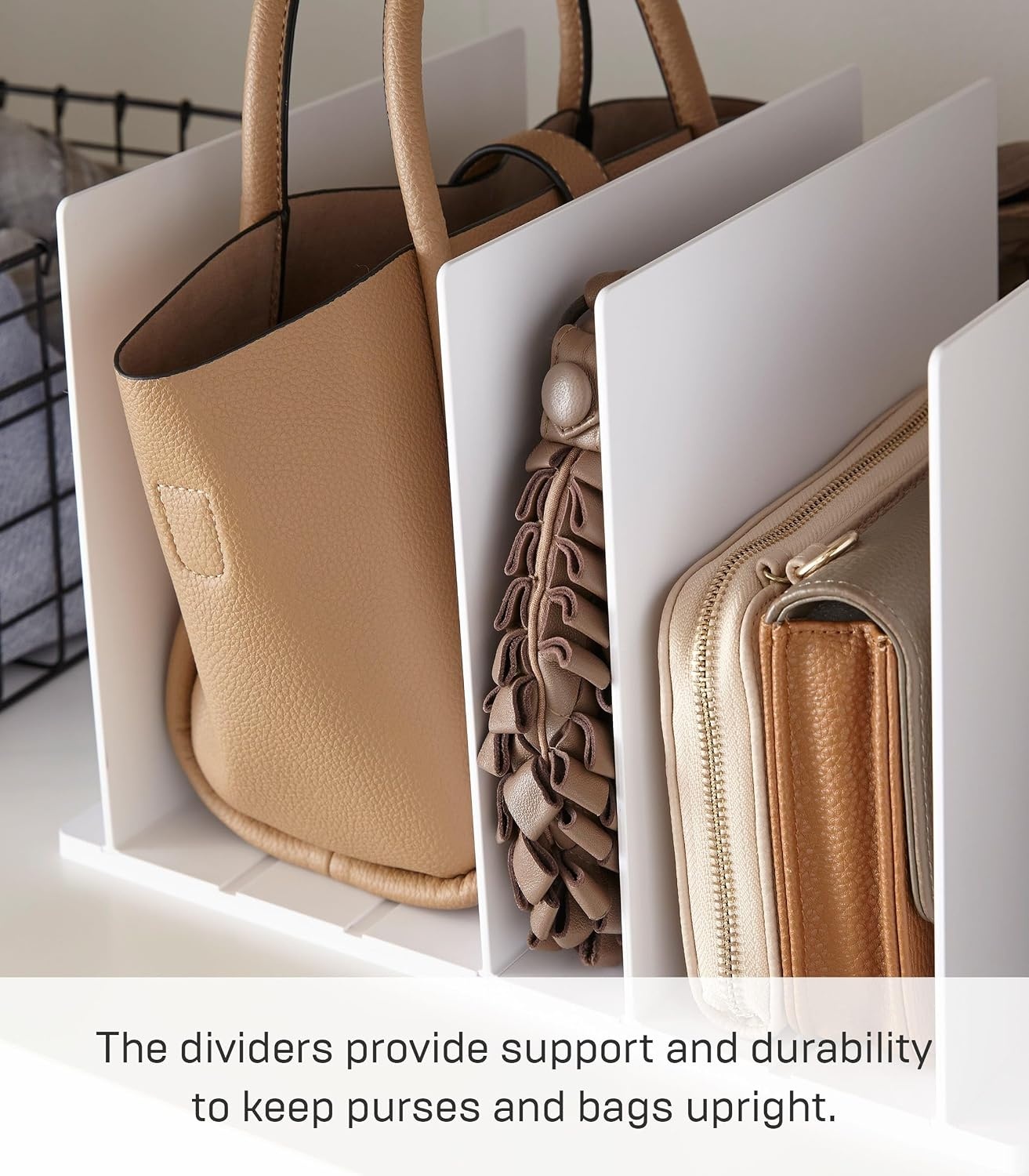 image:imageYAMAZAKI home 4956 Purse OrganizerBag Divider for Closet Shelf One Size WhiteWhite