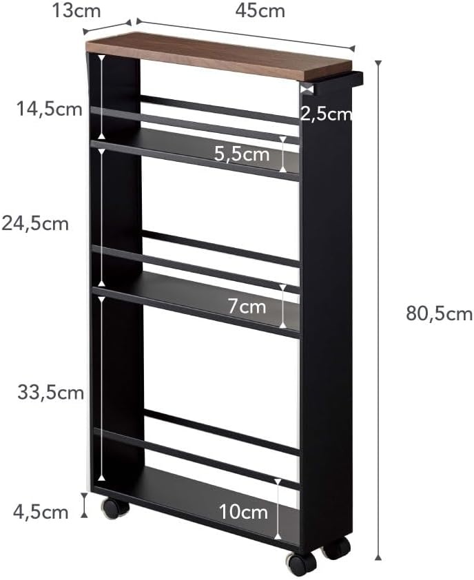 image:imageYAMAZAKI home Tower Rolling Slim Storage Cart With Handle WhiteBlack