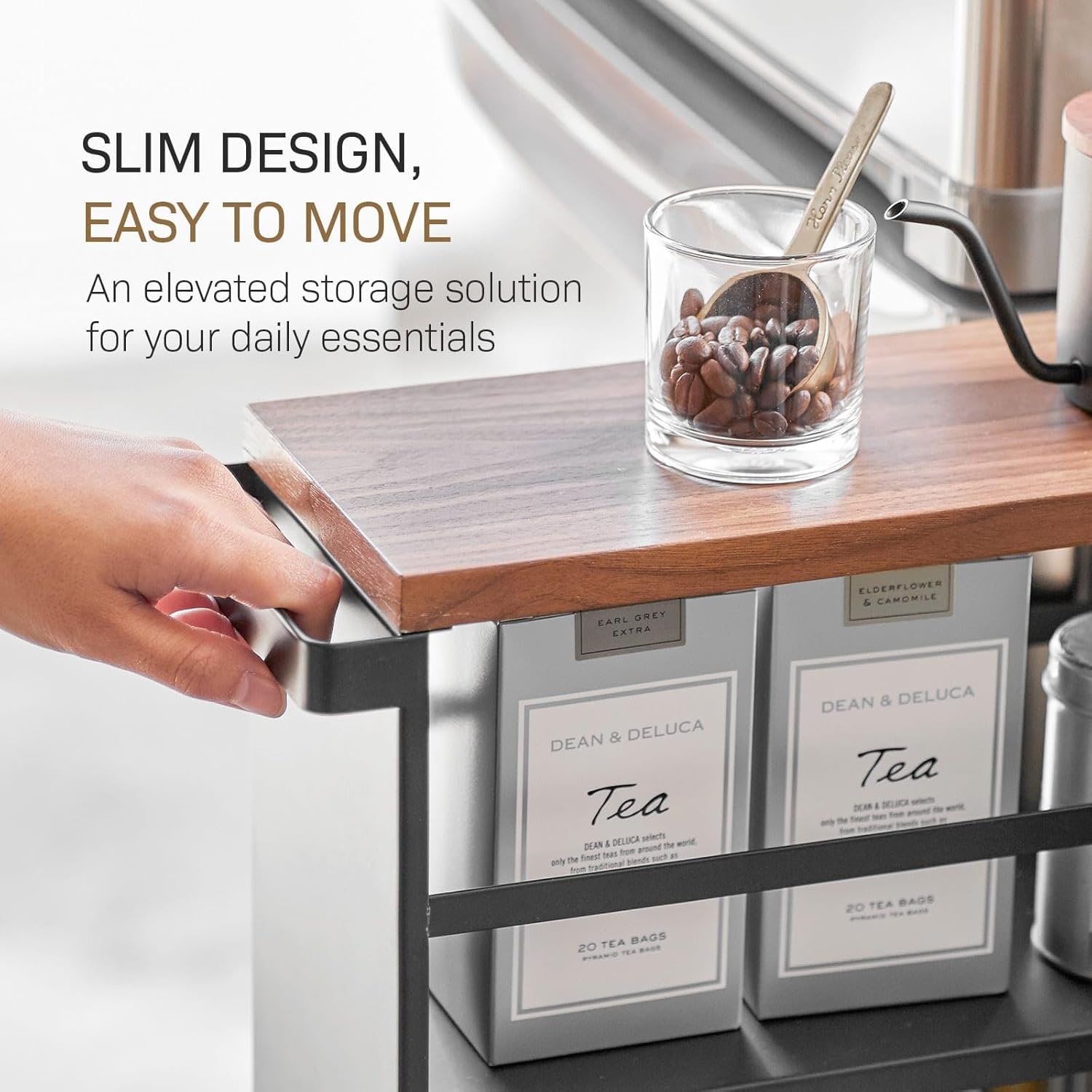 image:imageYAMAZAKI home Tower Rolling Slim Storage Cart With Handle WhiteBlack
