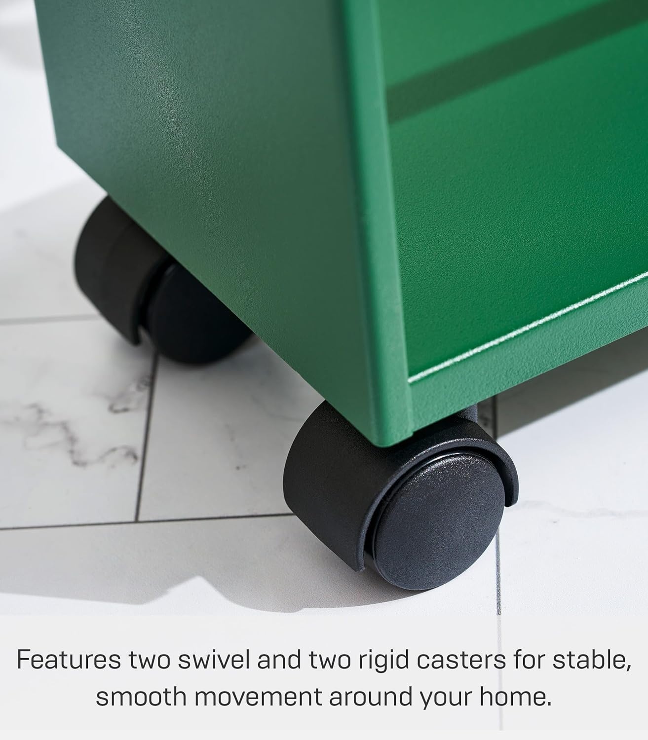 image:imageYAMAZAKI home Tower Rolling Slim Storage Cart With Handle WhiteForest Green