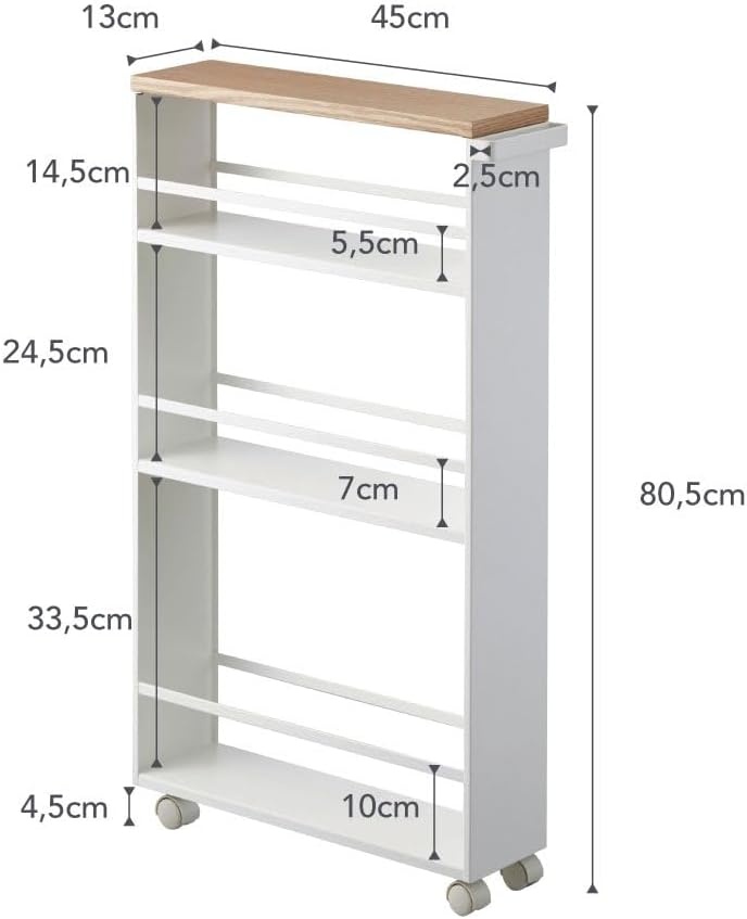 image:imageYAMAZAKI home Tower Rolling Slim Storage Cart With Handle WhiteWhite