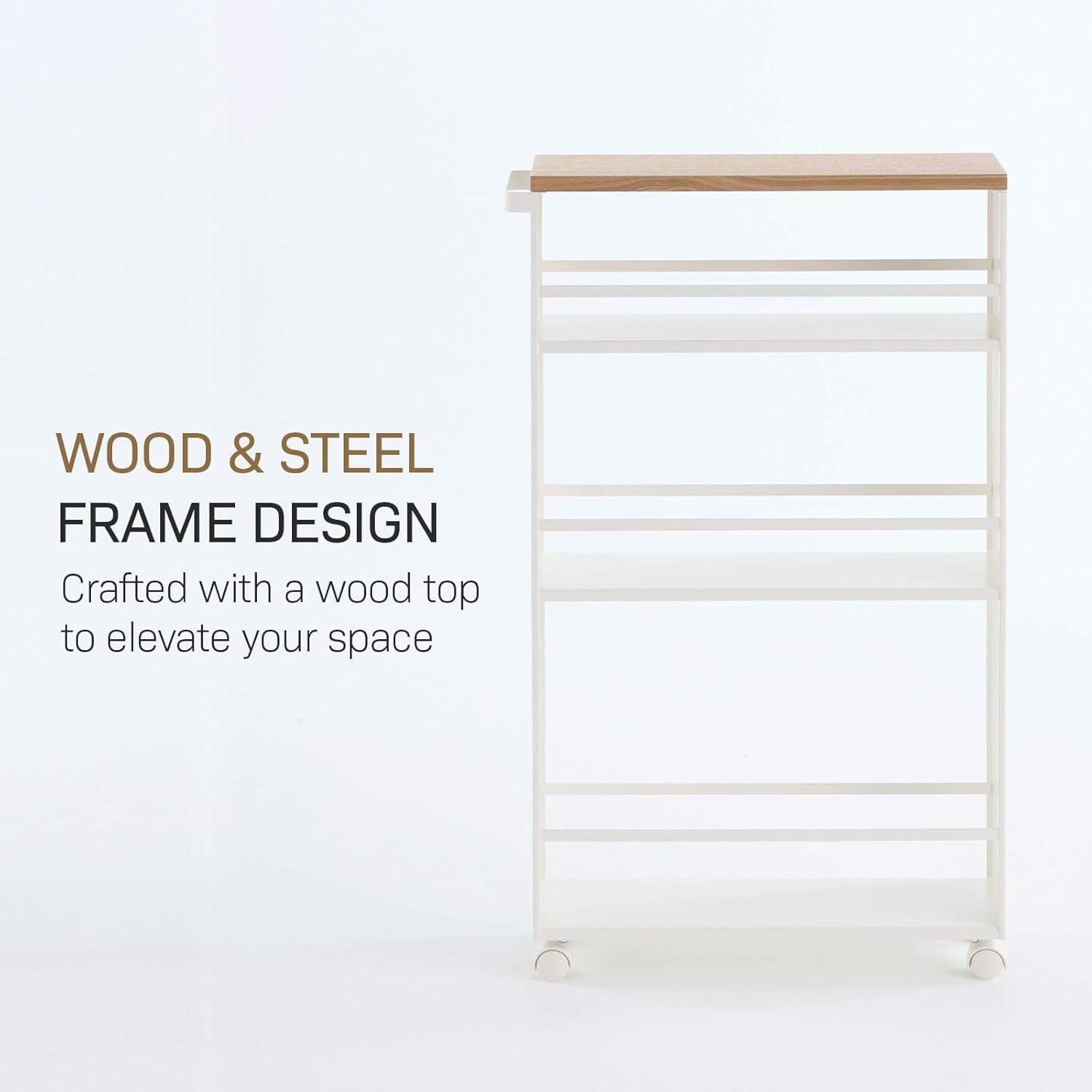 image:imageYAMAZAKI home Tower Rolling Slim Storage Cart With Handle WhiteWhite
