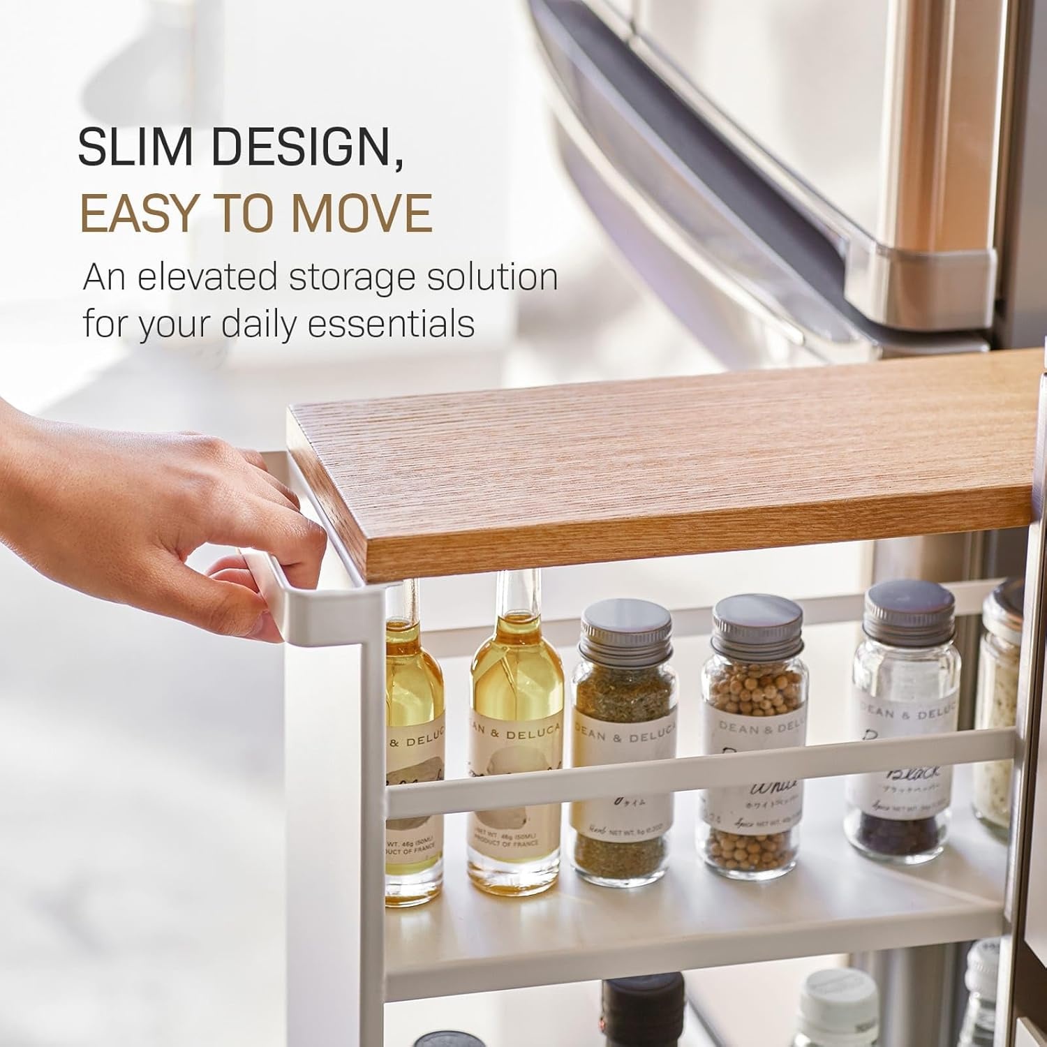 image:imageYAMAZAKI home Tower Rolling Slim Storage Cart With Handle WhiteWhite