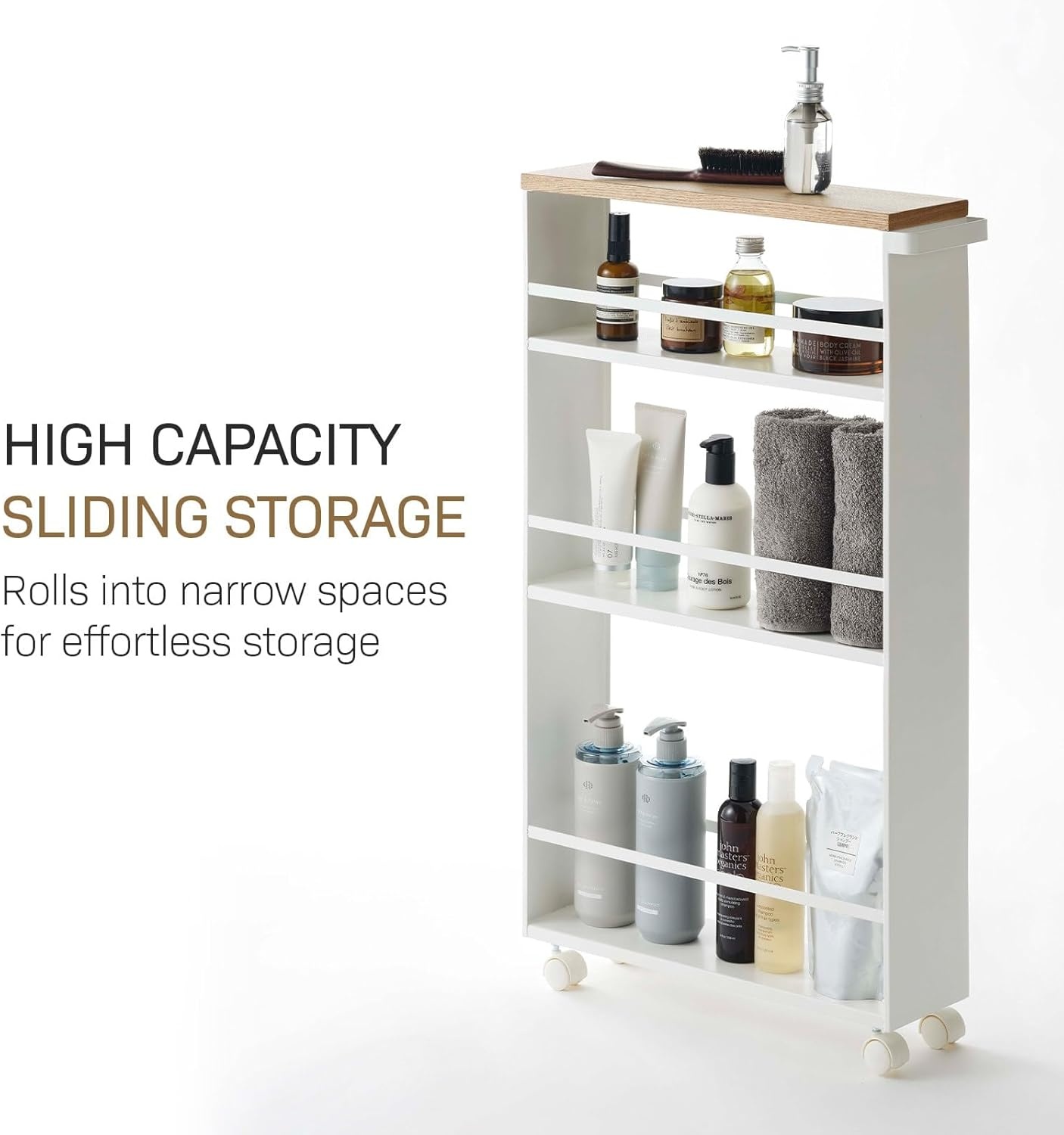 image:imageYAMAZAKI home Tower Rolling Slim Storage Cart With Handle WhiteWhite