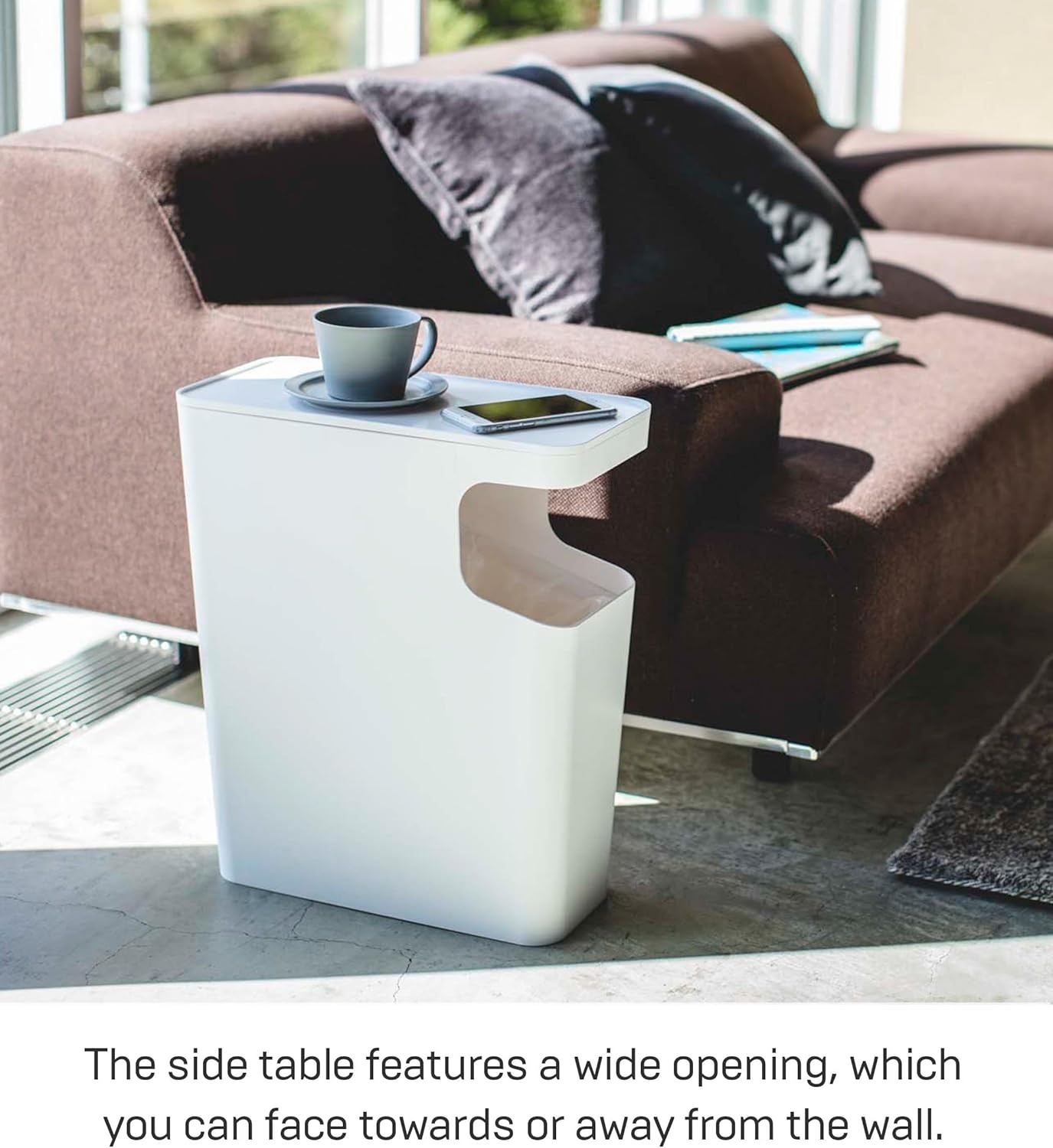 image:imageYAMAZAKI home Tower Side table and Trash can White 3988White