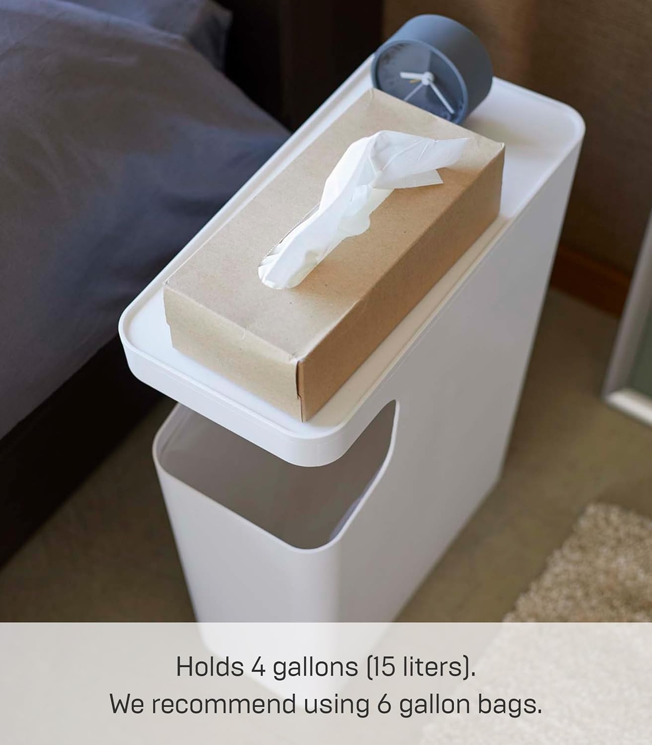 image:imageYAMAZAKI home Tower Side table and Trash can White 3988White