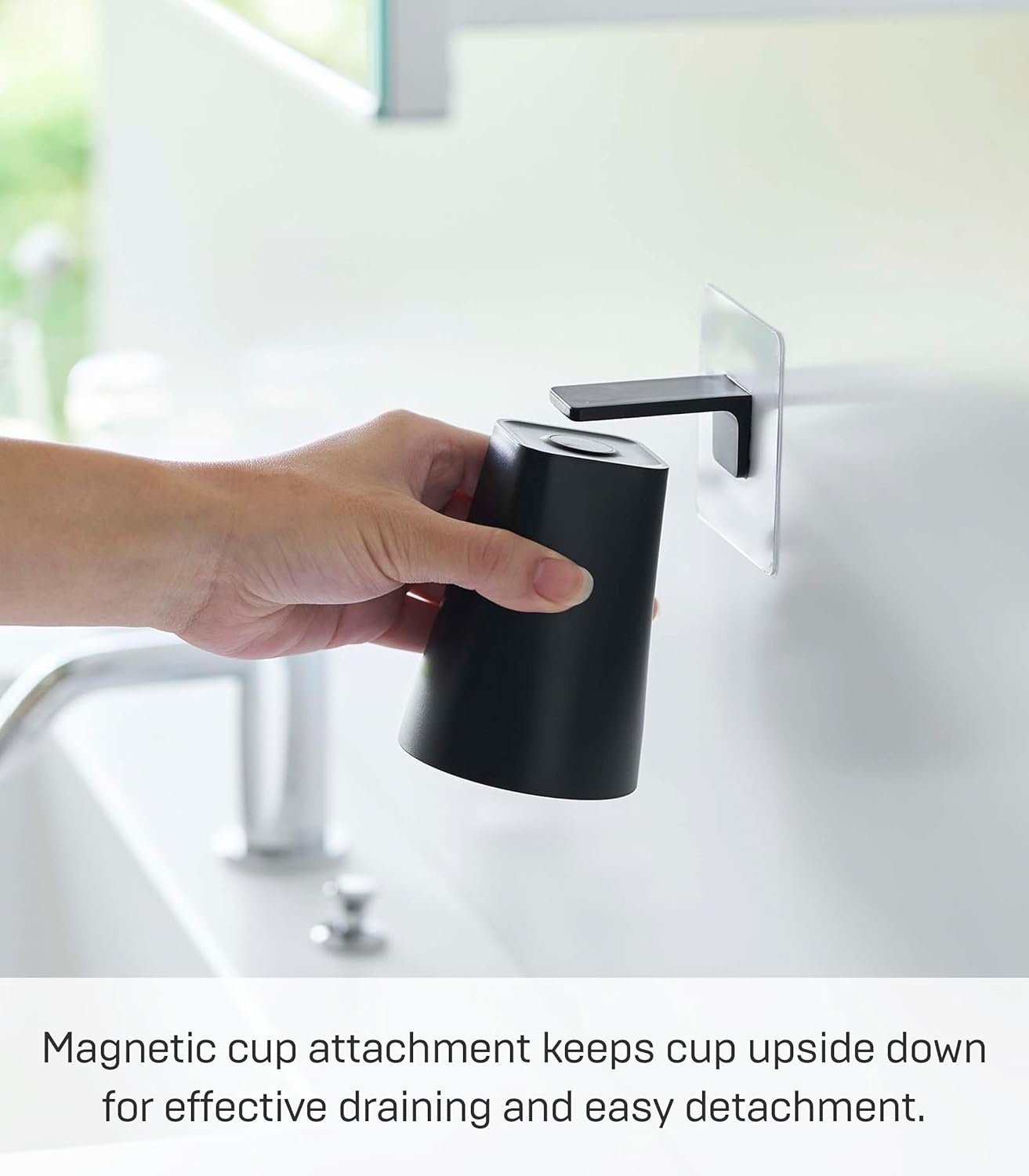 image:imageYamazaki 5488 Film Hook Magnetic Tumbler Black Approx W 28 x D 28 x H 37 inches 7 x 75 x 95 cm Tumbler Approx 28 x 30 x 49 inches 7 x 75 x 125 cm Whole When Storeed Tower