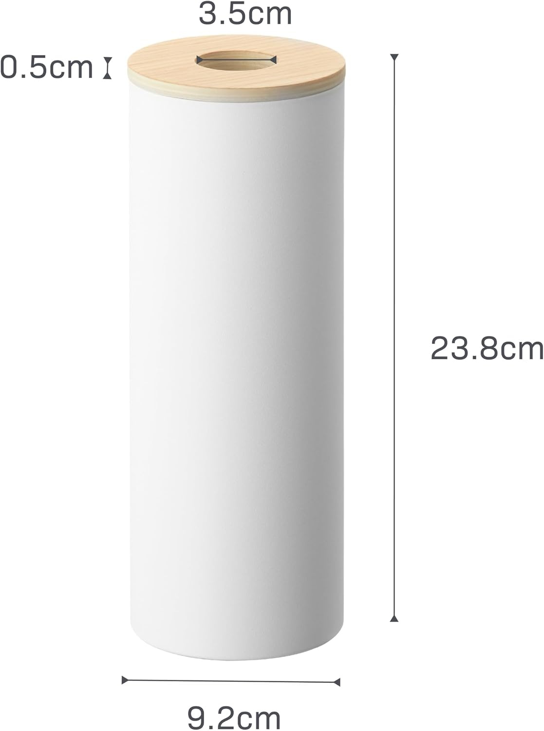 image:imageYamazaki Home Rin Reusable Round Tissue Holder Case Metal Tissue Container with Wooden Lid Large Steel WoodAsh