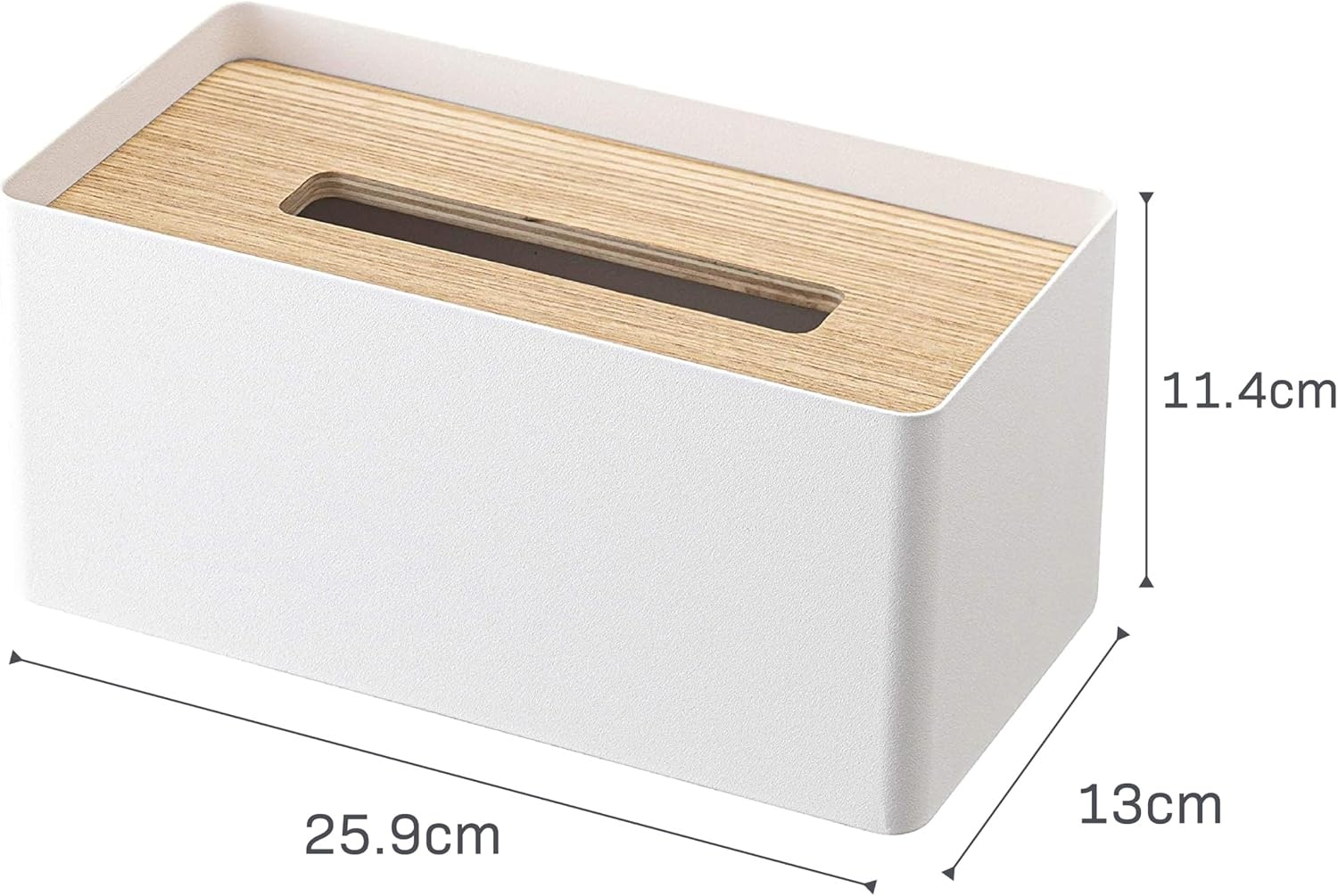 image:imageYamazaki Home Rin Reusable Tissue Box Cover Metal Holder Container Case with Natural Wooden Lid SteelAsh