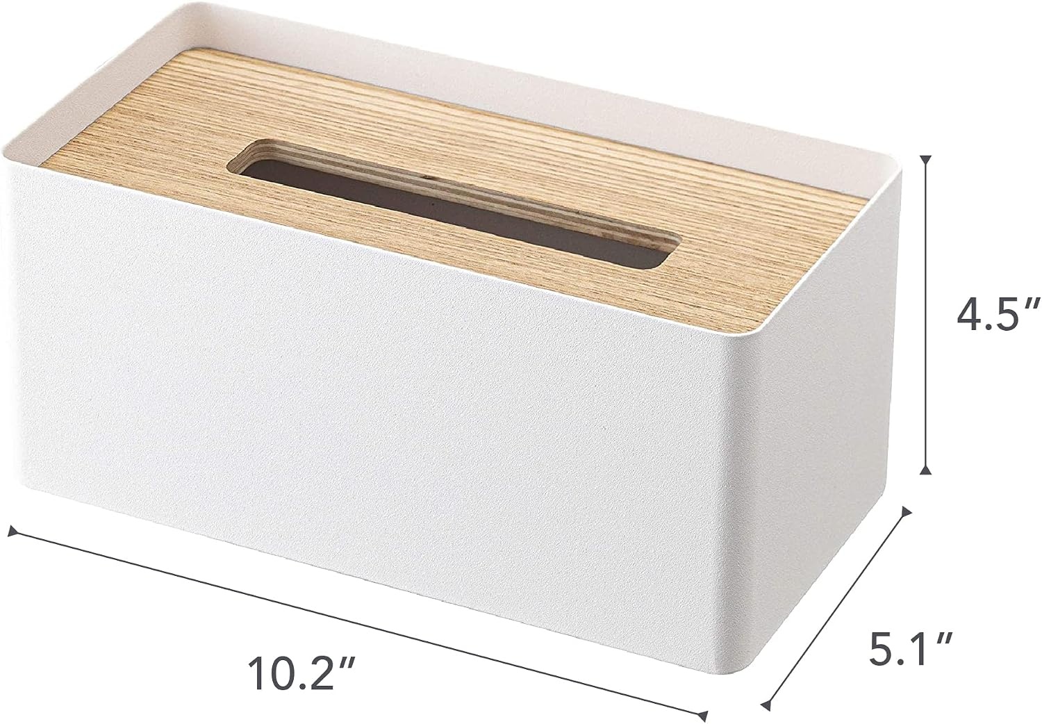 image:imageYamazaki Home Rin Reusable Tissue Box Cover Metal Holder Container Case with Natural Wooden Lid SteelAsh